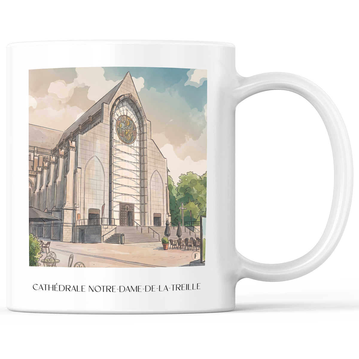 Cathédrale Notre-Dame-de-la-Treille Kaffeebecher - Lille - Frankreich Becher - Kaffeetasse im Aquarell Stil - favplace