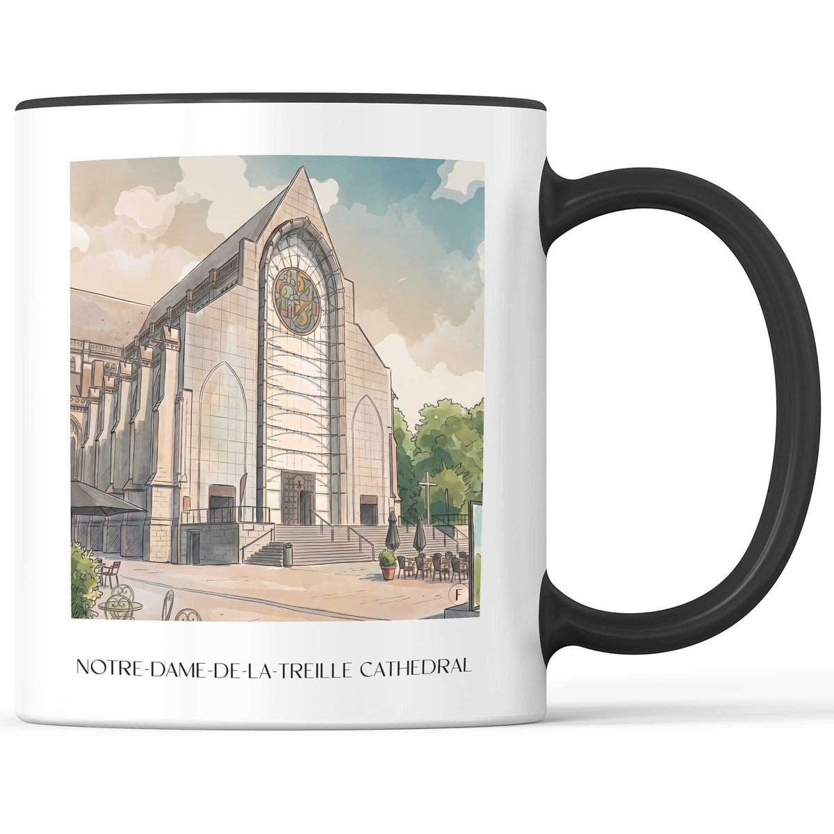 Cathédrale Notre-Dame-de-la-Treille Kaffeebecher - Lille - Frankreich Becher - Kaffeetasse im Aquarell Stil - favplace