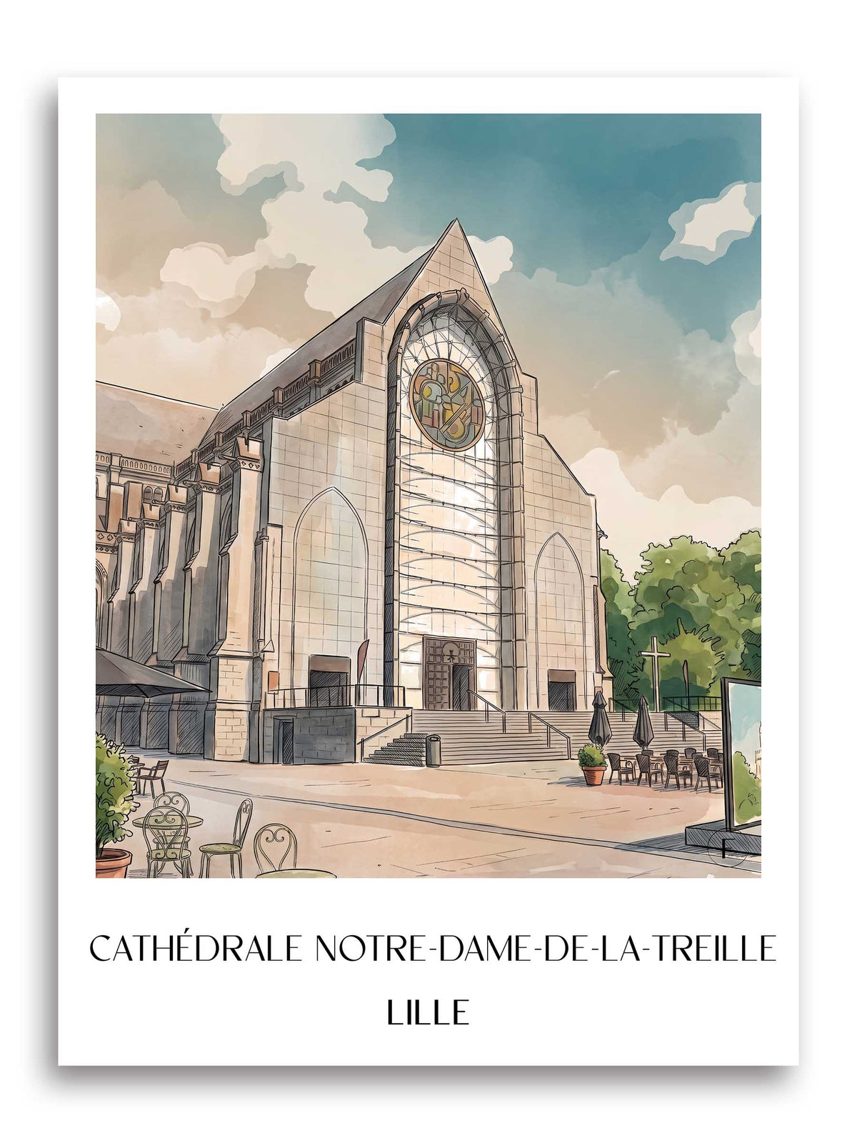 cathédrale-notre-dame-de-la-treille-lille-frankreich-poster-aquarell