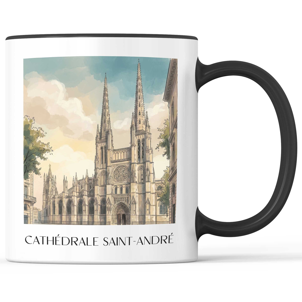 cathédrale-saint-andré-bordeaux-frankreich-kaffeebecher-aquarell