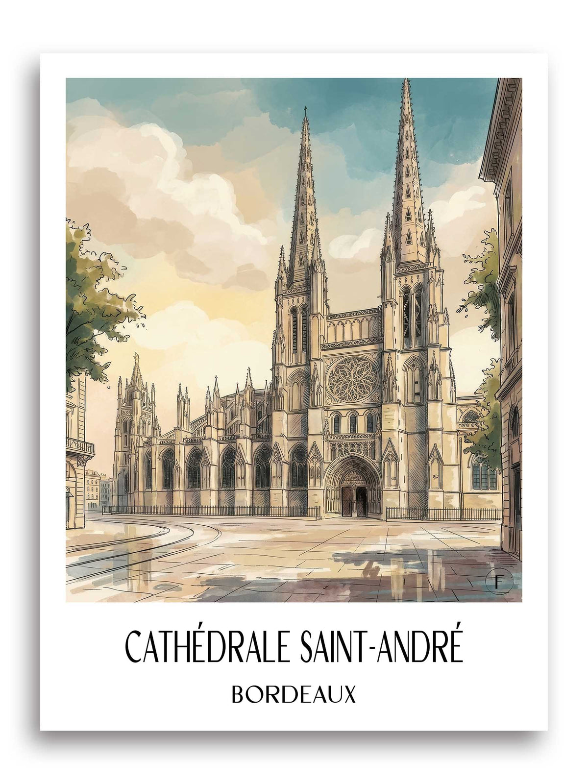 cathédrale-saint-andré-bordeaux-frankreich-poster-aquarell