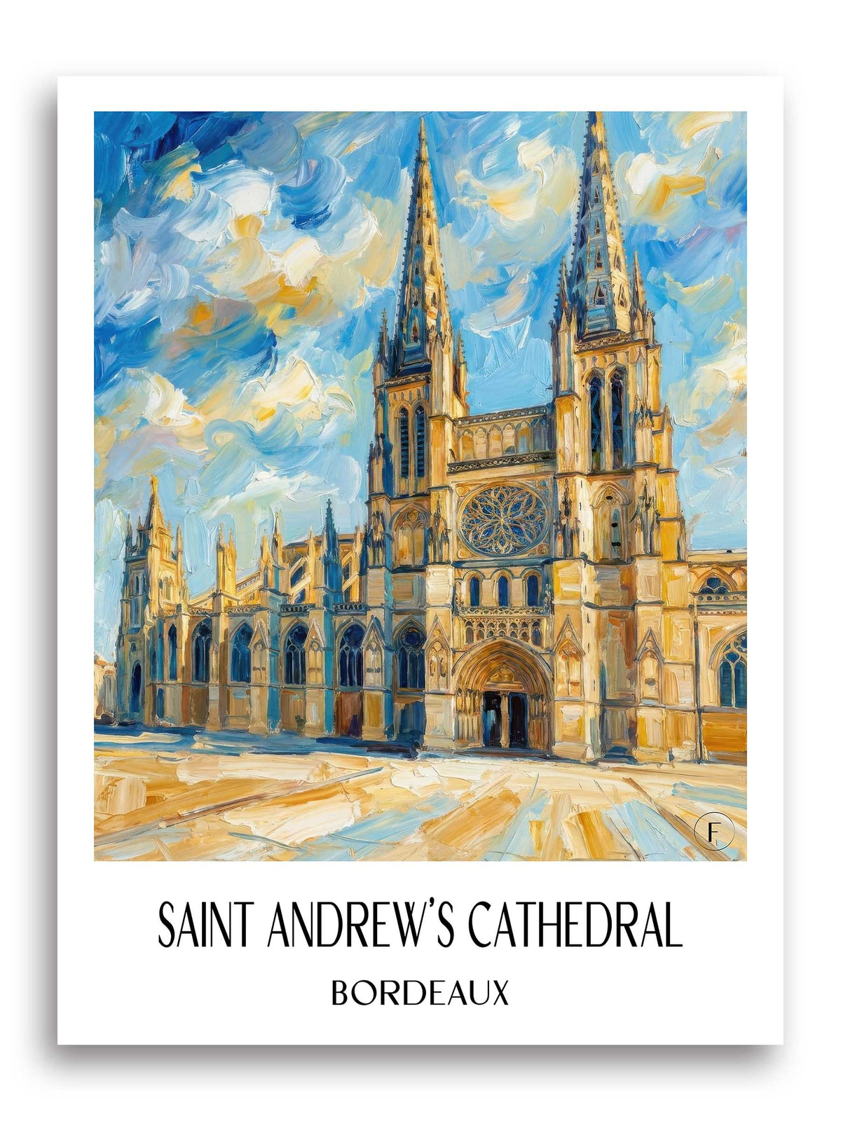 Cathédrale Saint-André Poster - Bordeaux - Frankreich Kunstdruck - Ölgemälde von A4 bis A1 - favplace