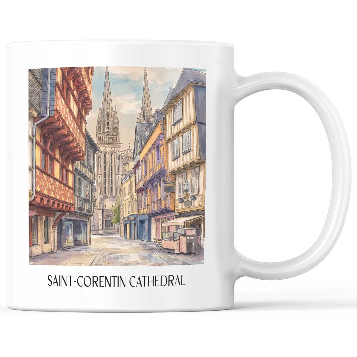 Cathédrale Saint-Corentin Kaffeebecher - Quimper - Frankreich Becher - Kaffeetasse im Aquarell Stil - favplace