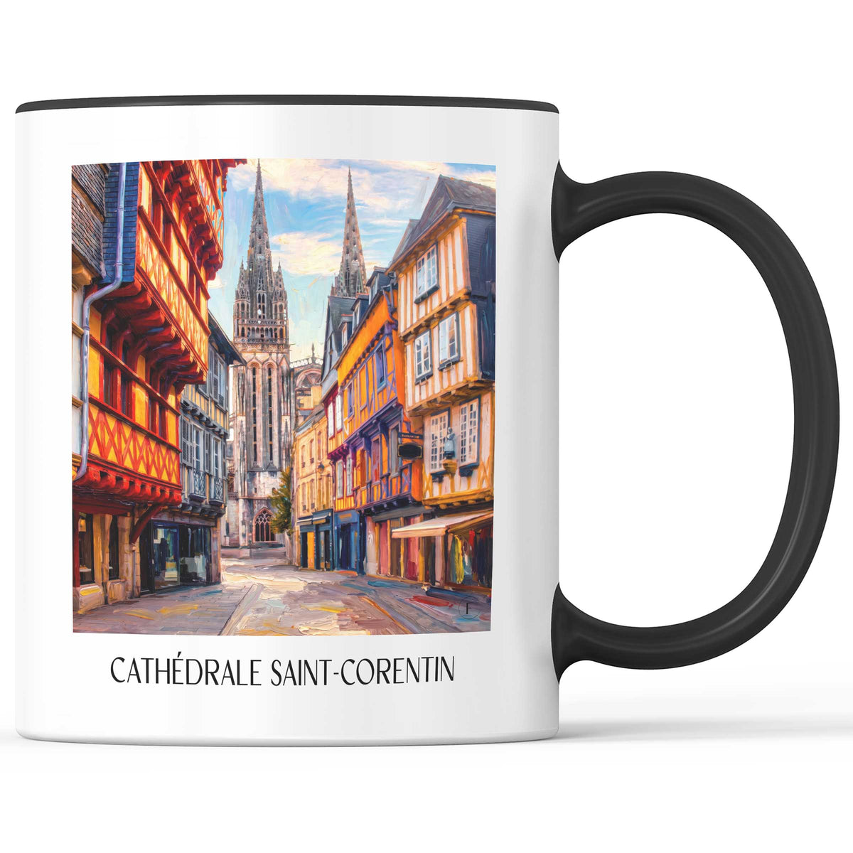 cathédrale-saint-corentin-quimper-frankreich-kaffeebecher-oil-painting-oelgemaelde
