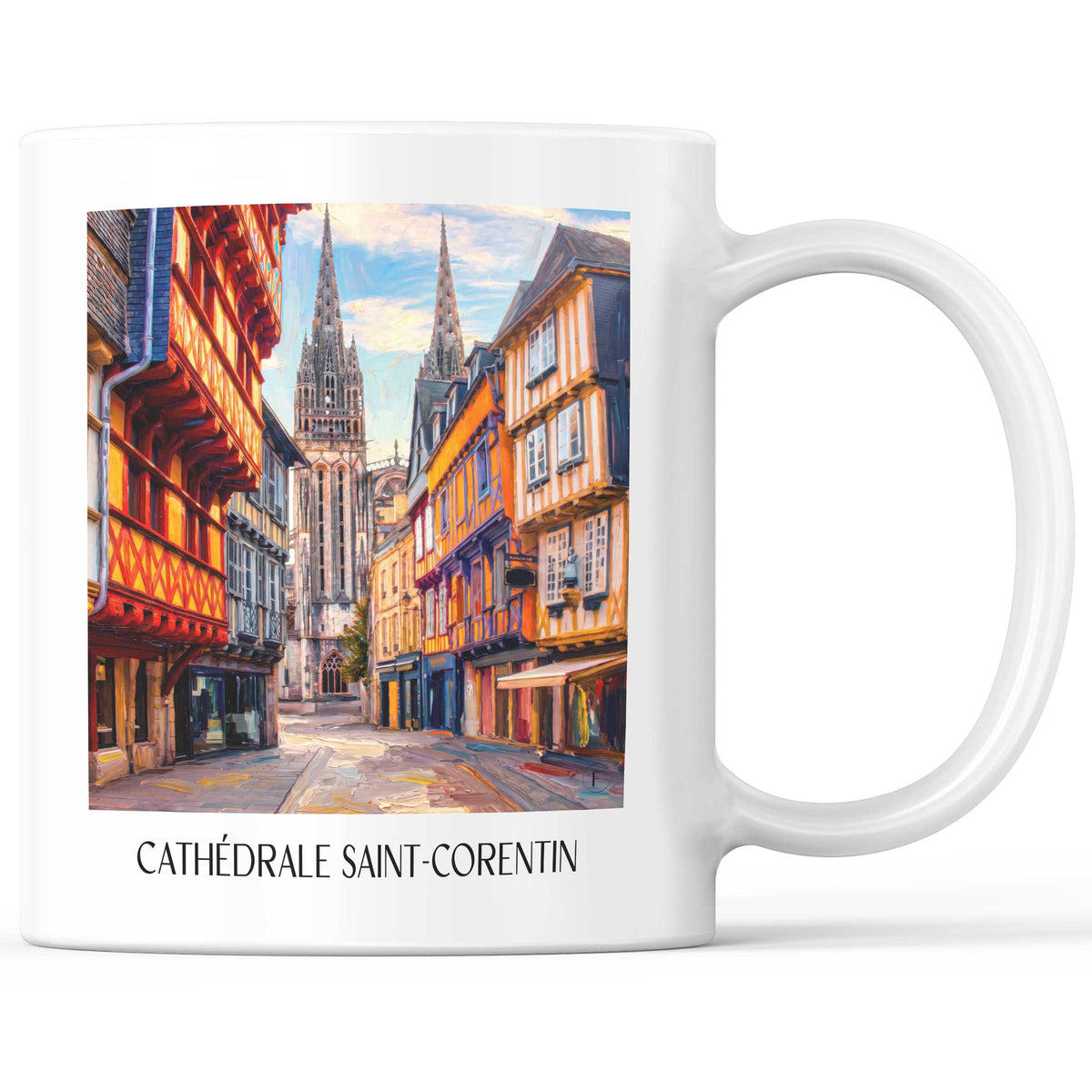 Cathédrale Saint-Corentin Kaffeebecher - Quimper - Frankreich Becher - Kaffeetasse im Ölgemälde Stil - favplace