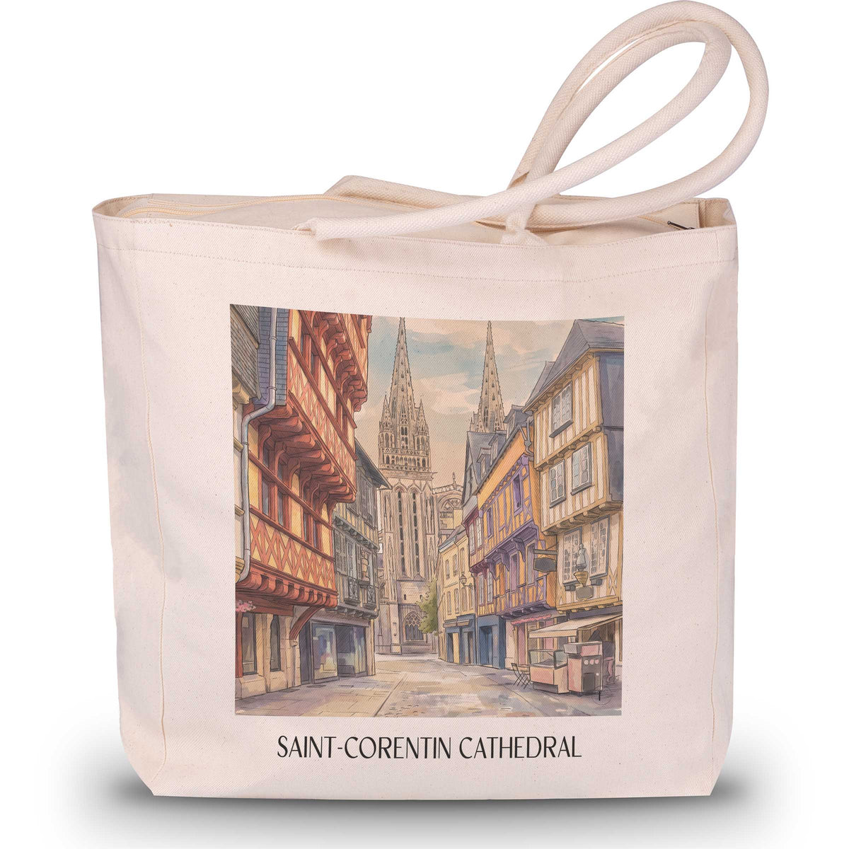 Cathédrale Saint-Corentin Shopping Tasche - Quimper - Frankreich Tote Bag - Einkaufstasche im Aquarell Stil - favplace