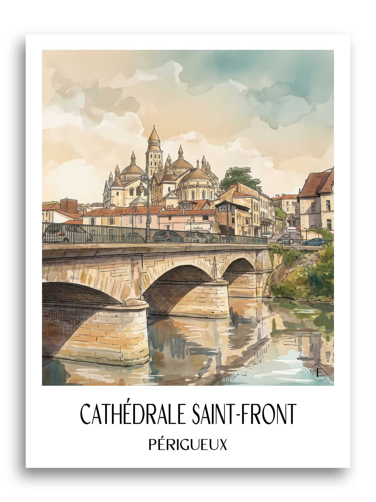 cathédrale-saint-front-périgueux-frankreich-poster-aquarell