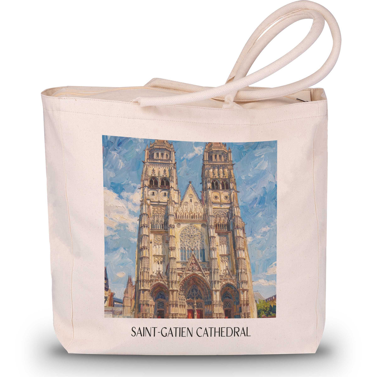 Cathédrale Saint-Gatien Shopping Tasche - Tours - Frankreich Tote Bag - Einkaufstasche im Ölgemälde Stil - favplace