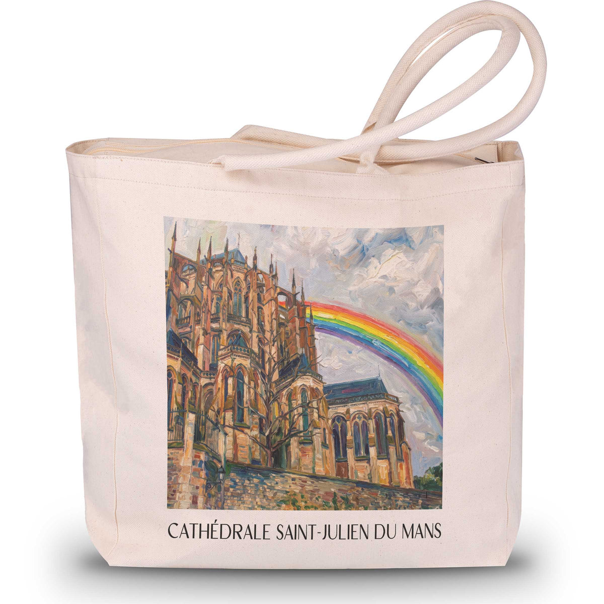 cathédrale-saint-julien-le-mans-frankreich-einkaufstasche-oil-painting-oelgemaelde
