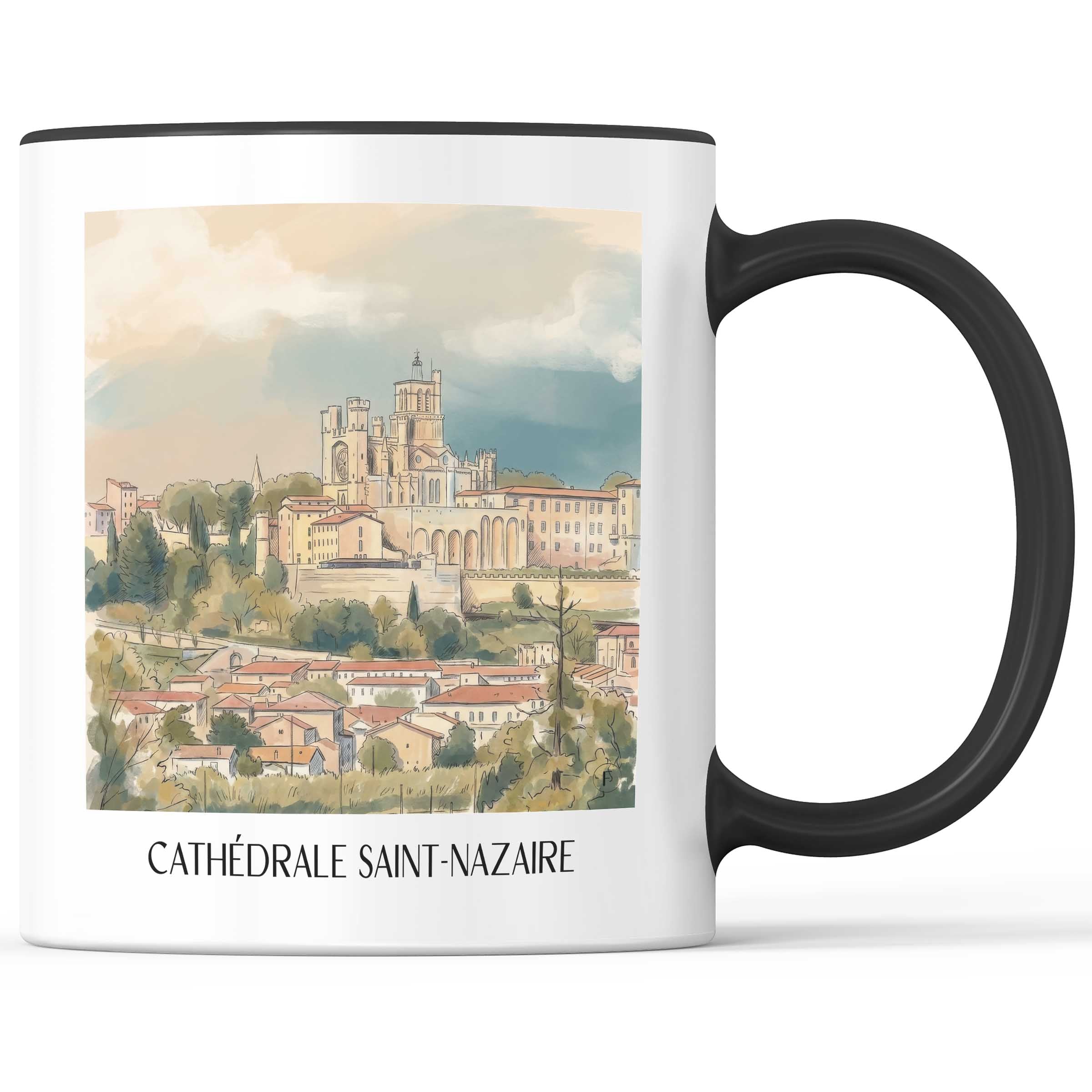 cathédrale-saint-nazaire-bèziers-frankreich-kaffeebecher-aquarell
