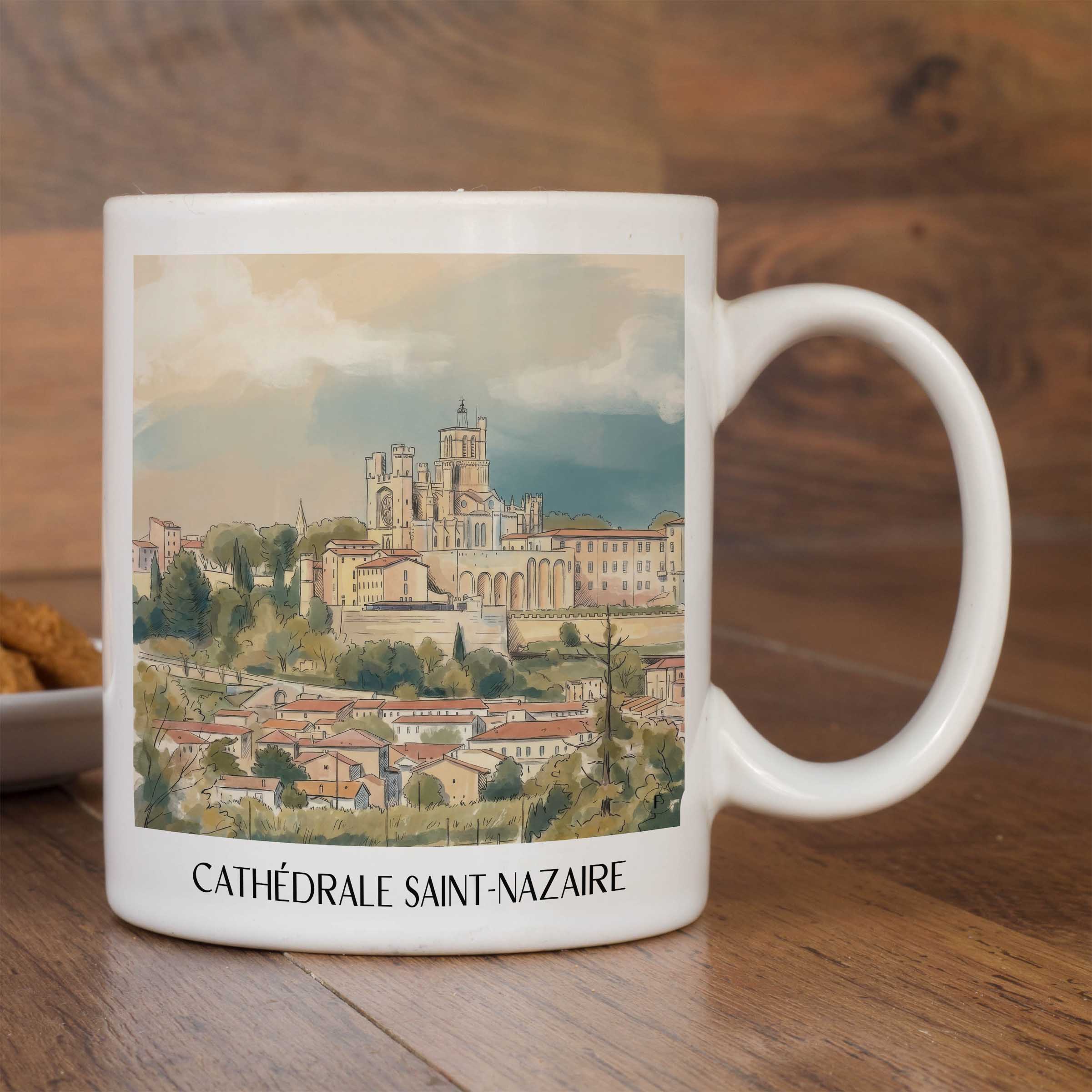 cathédrale-saint-nazaire-bèziers-frankreich-kaffeebecher-aquarell