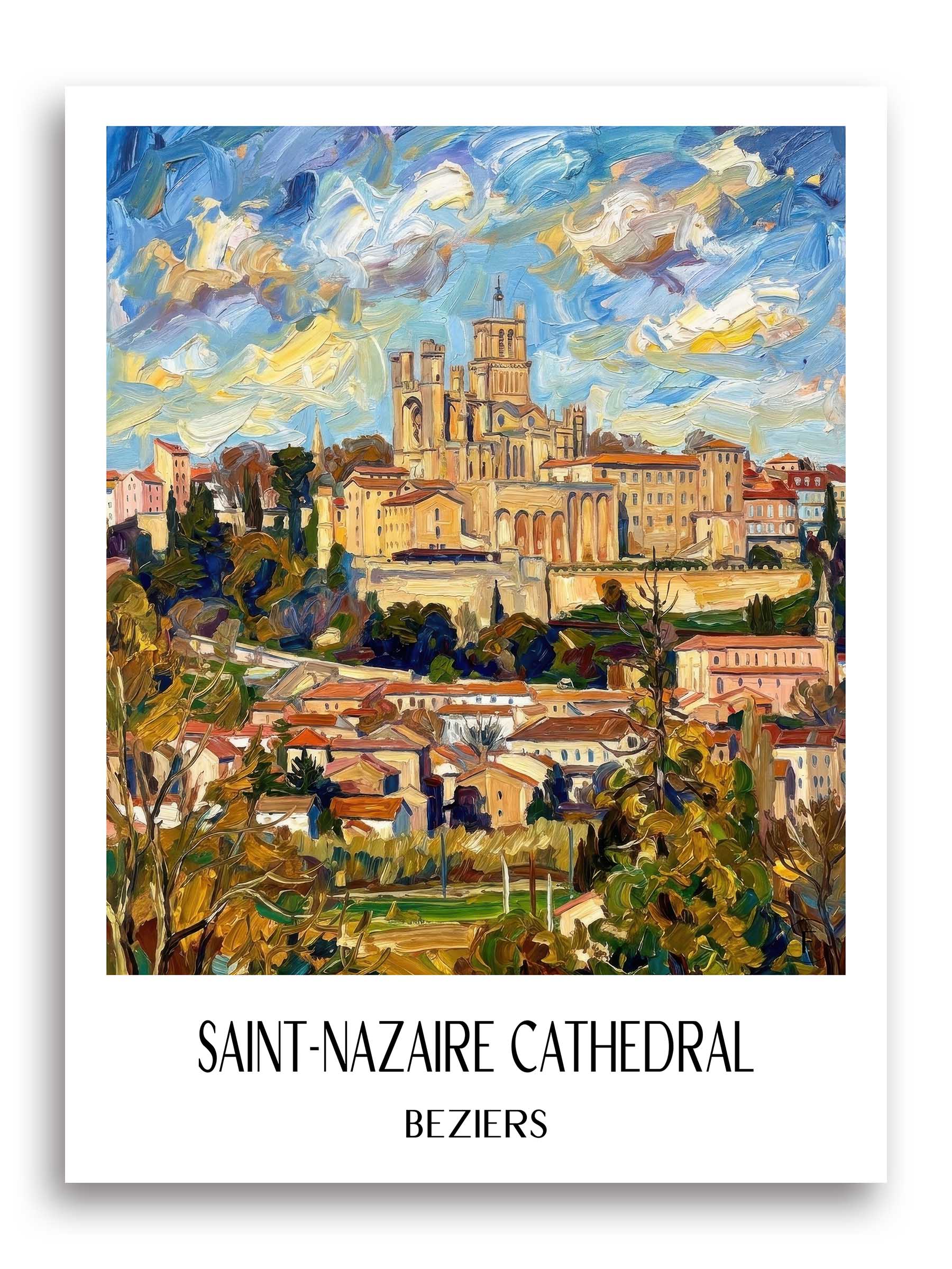 Cathédrale Saint-Nazaire Poster - Bèziers - Frankreich Kunstdruck - Ölgemälde von A4 bis A1 - favplace