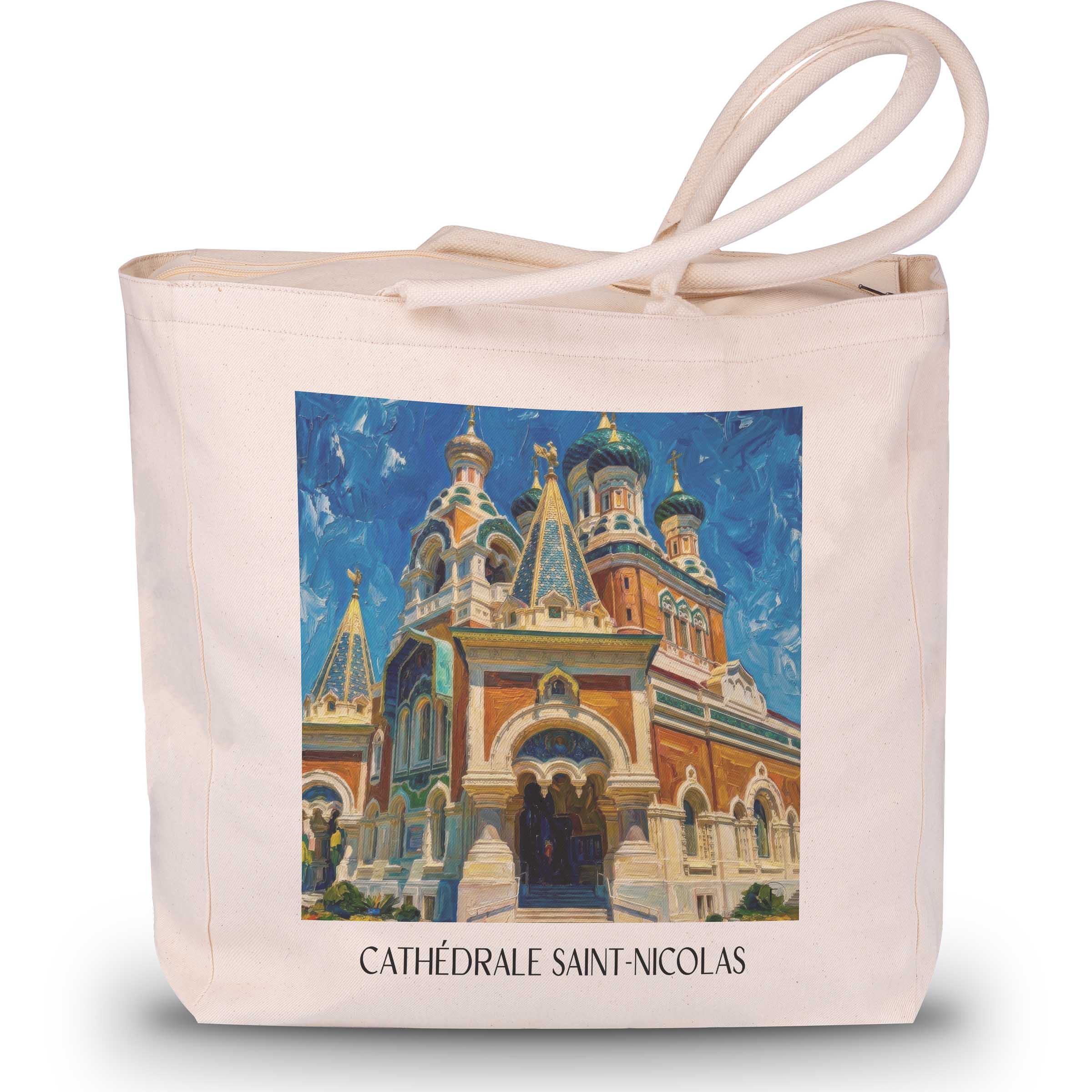 cathédrale-saint-nicolas-nizza-frankreich-einkaufstasche-oil-painting-oelgemaelde