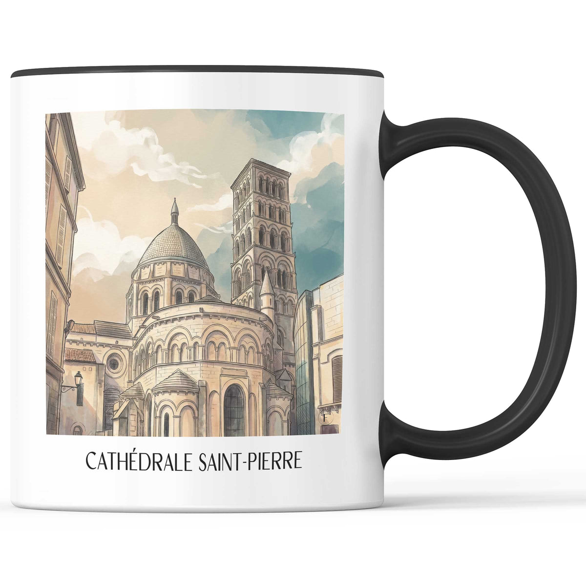 cathédrale-saint-pierre-angoulême-frankreich-kaffeebecher-aquarell