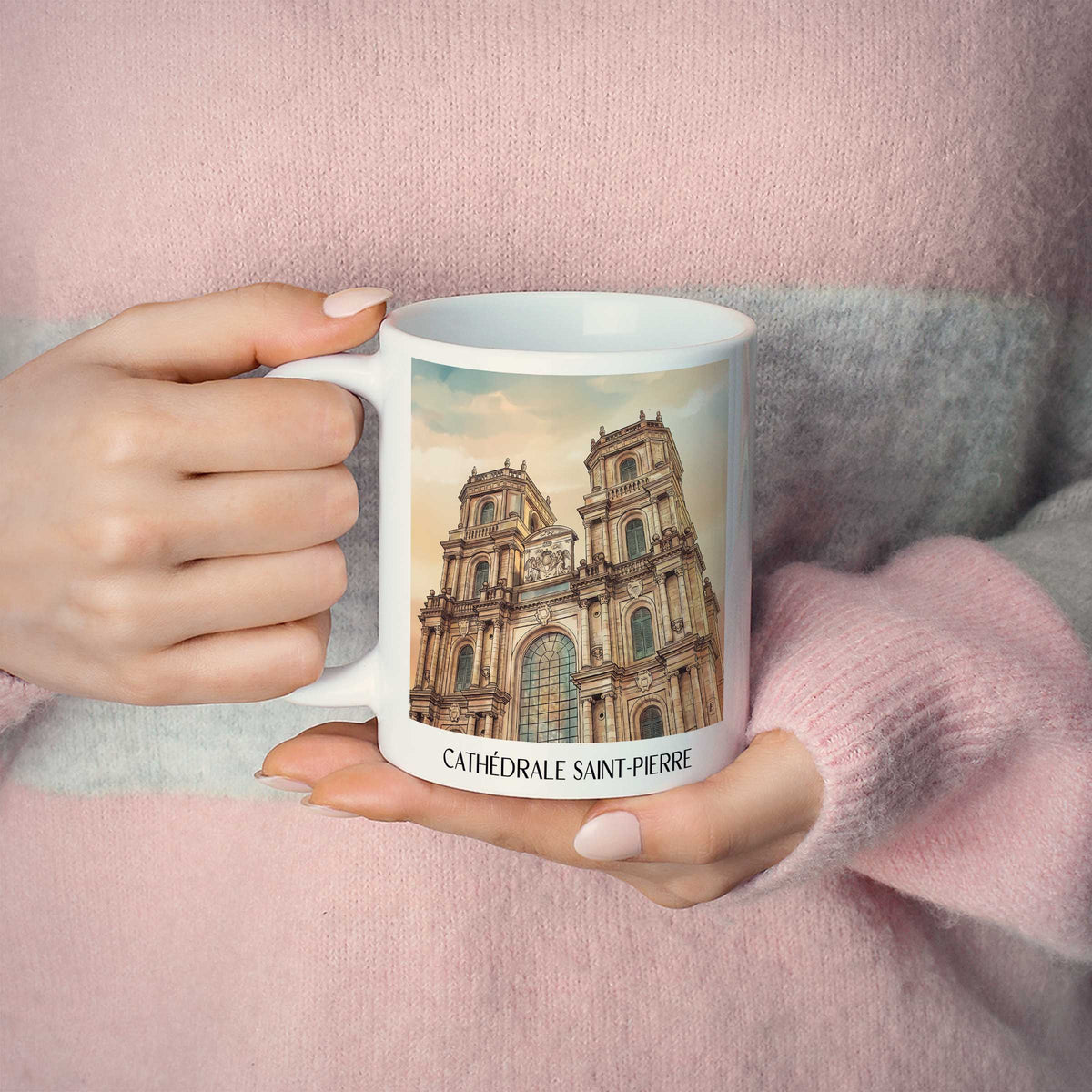 cathédrale-saint-pierre-rennes-frankreich-kaffeebecher-aquarell