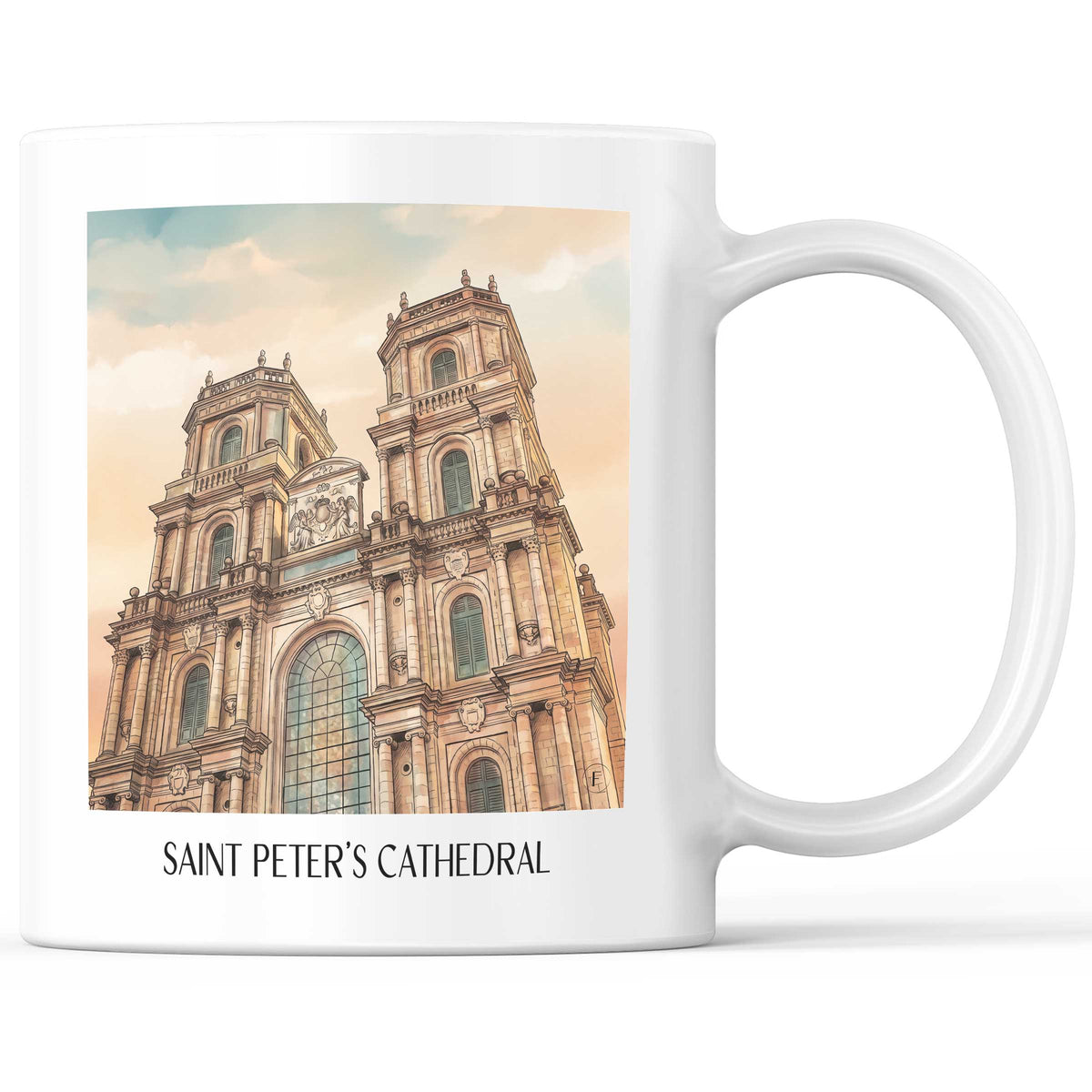 Cathédrale Saint-Pierre Kaffeebecher - Rennes - Frankreich Becher - Kaffeetasse im Aquarell Stil - favplace