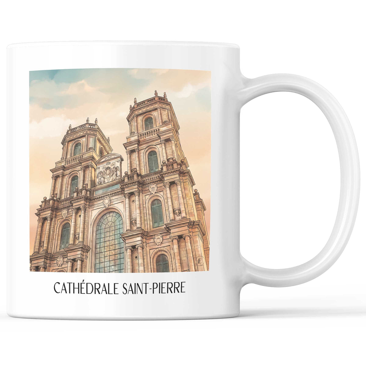 Cathédrale Saint-Pierre Kaffeebecher - Rennes - Frankreich Becher - Kaffeetasse im Aquarell Stil - favplace