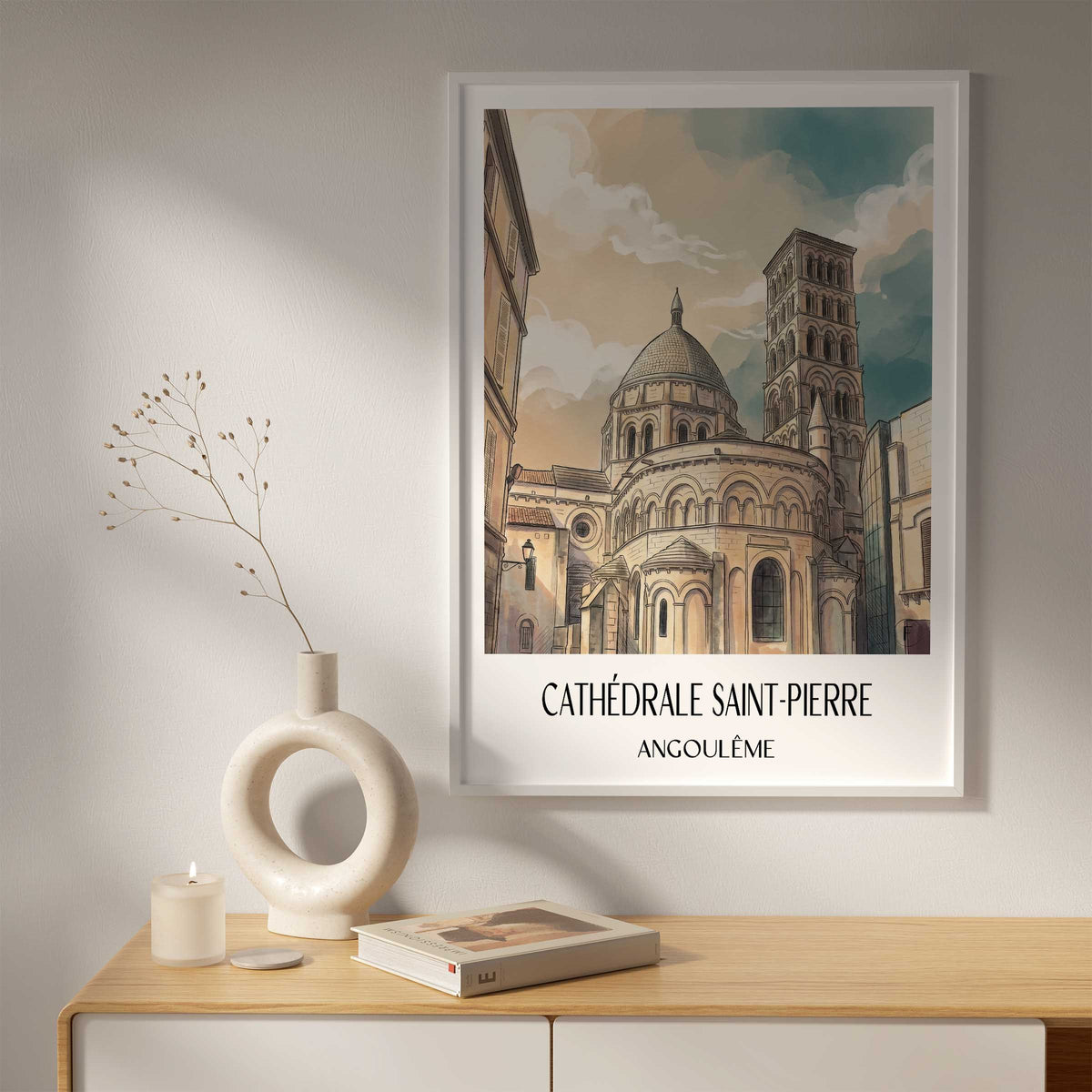 cathédrale-saint-pierre-angoulême-frankreich-poster-aquarell
