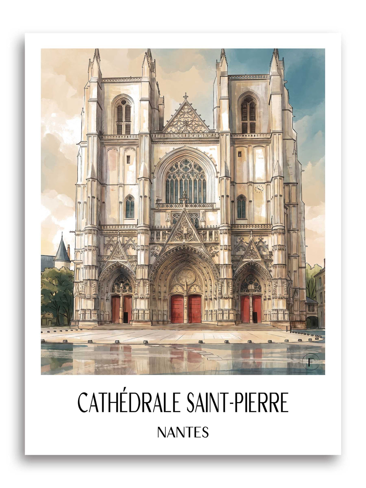 cathédrale-saint-pierre-nantes-frankreich-poster-aquarell