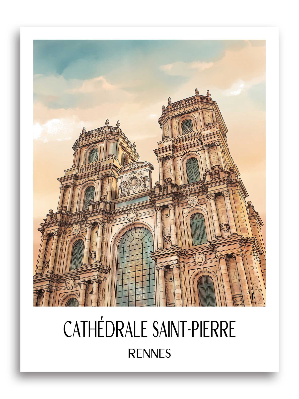cathédrale-saint-pierre-rennes-frankreich-poster-aquarell