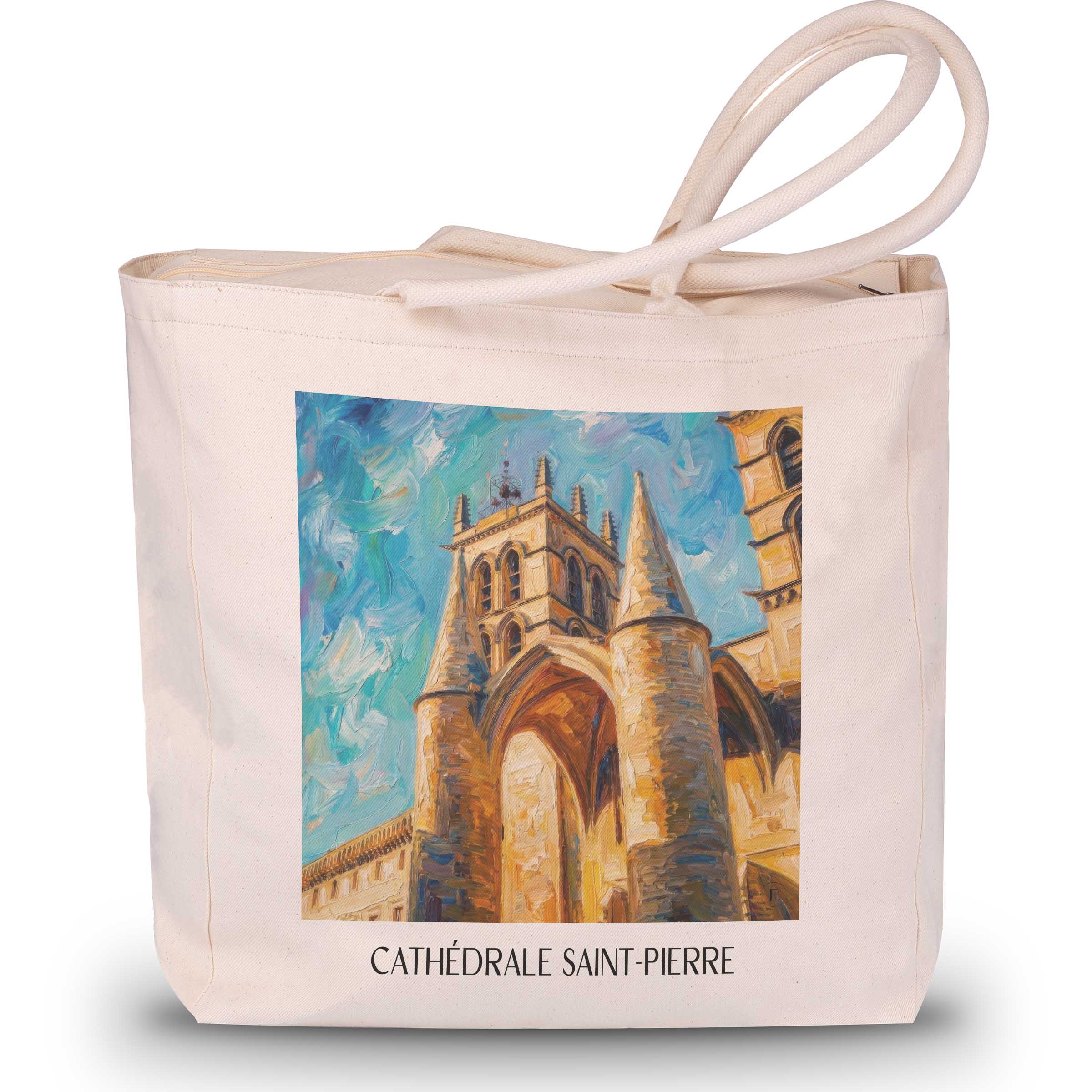 cathédrale-saint-pierre-montpellier-frankreich-einkaufstasche-oil-painting-oelgemaelde
