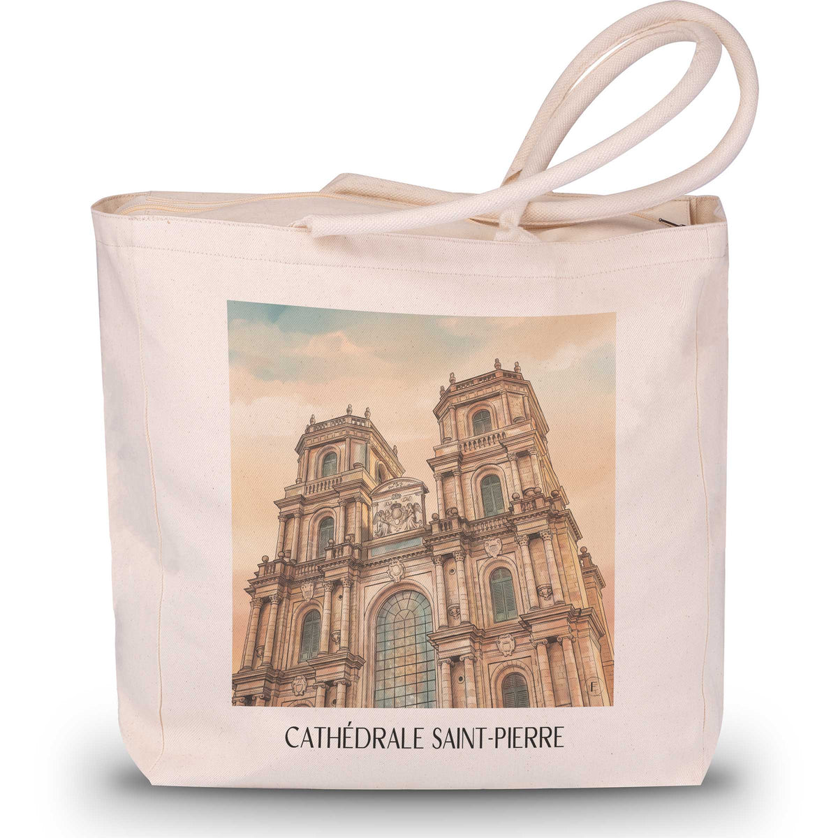 cathédrale-saint-pierre-rennes-frankreich-einkaufstasche-aquarell