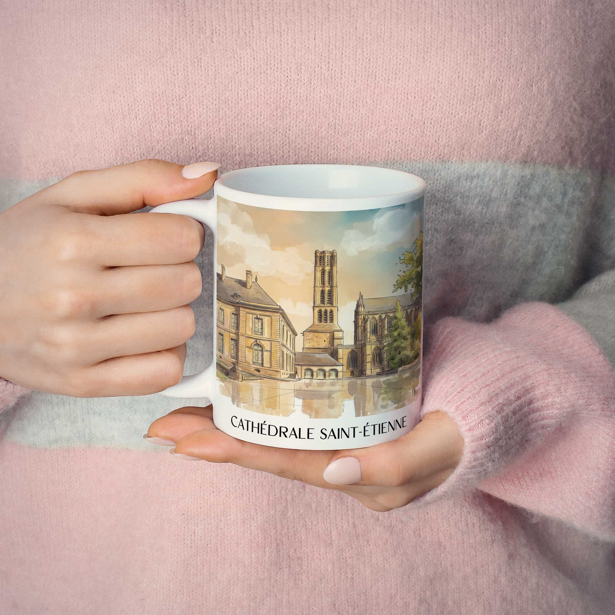 cathédrale-saint-étienne-limoges-frankreich-kaffeebecher-aquarell