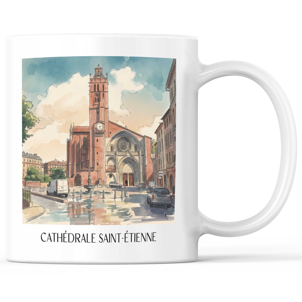 cathédrale-saint-étienne-toulouse-frankreich-kaffeebecher-aquarell