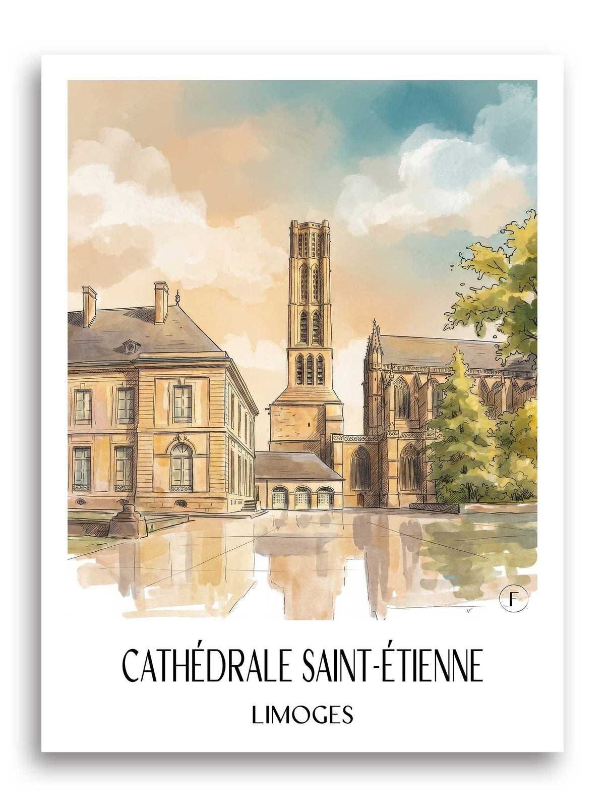 cathédrale-saint-étienne-limoges-frankreich-poster-aquarell