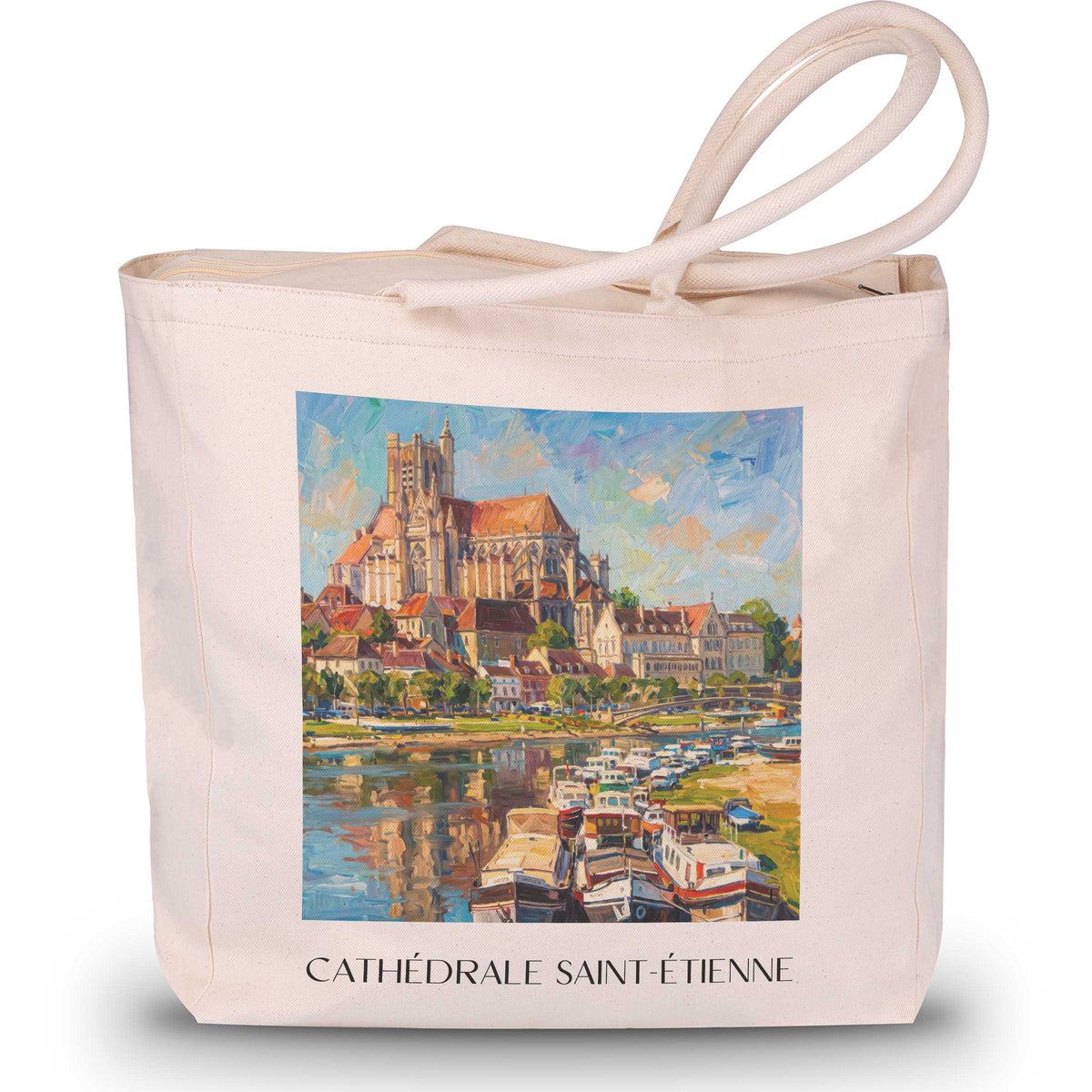 cathédrale-saint-étienne-auxerre-frankreich-einkaufstasche-oil-painting-oelgemaelde