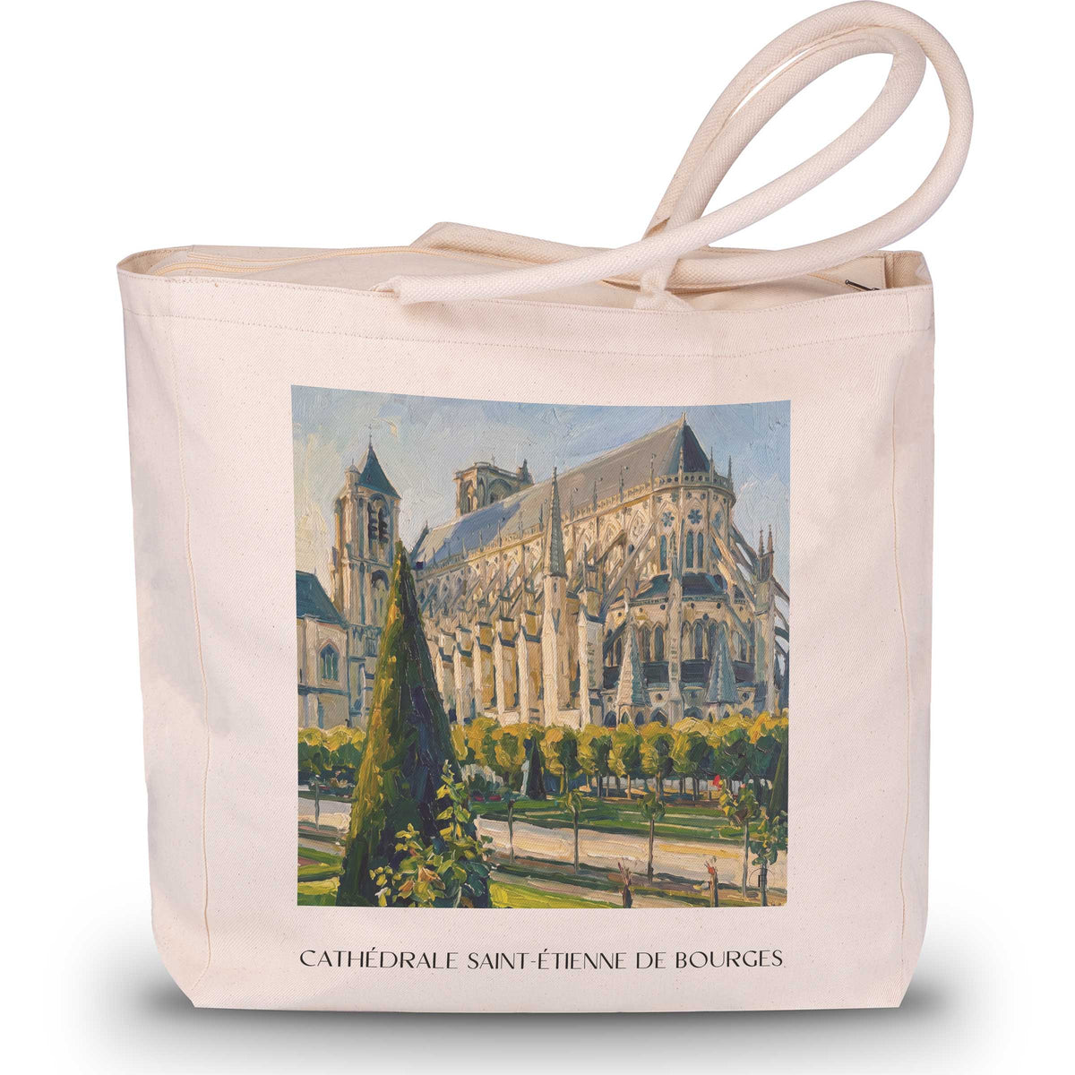 cathédrale-saint-étienne-bourges-frankreich-einkaufstasche-oil-painting-oelgemaelde
