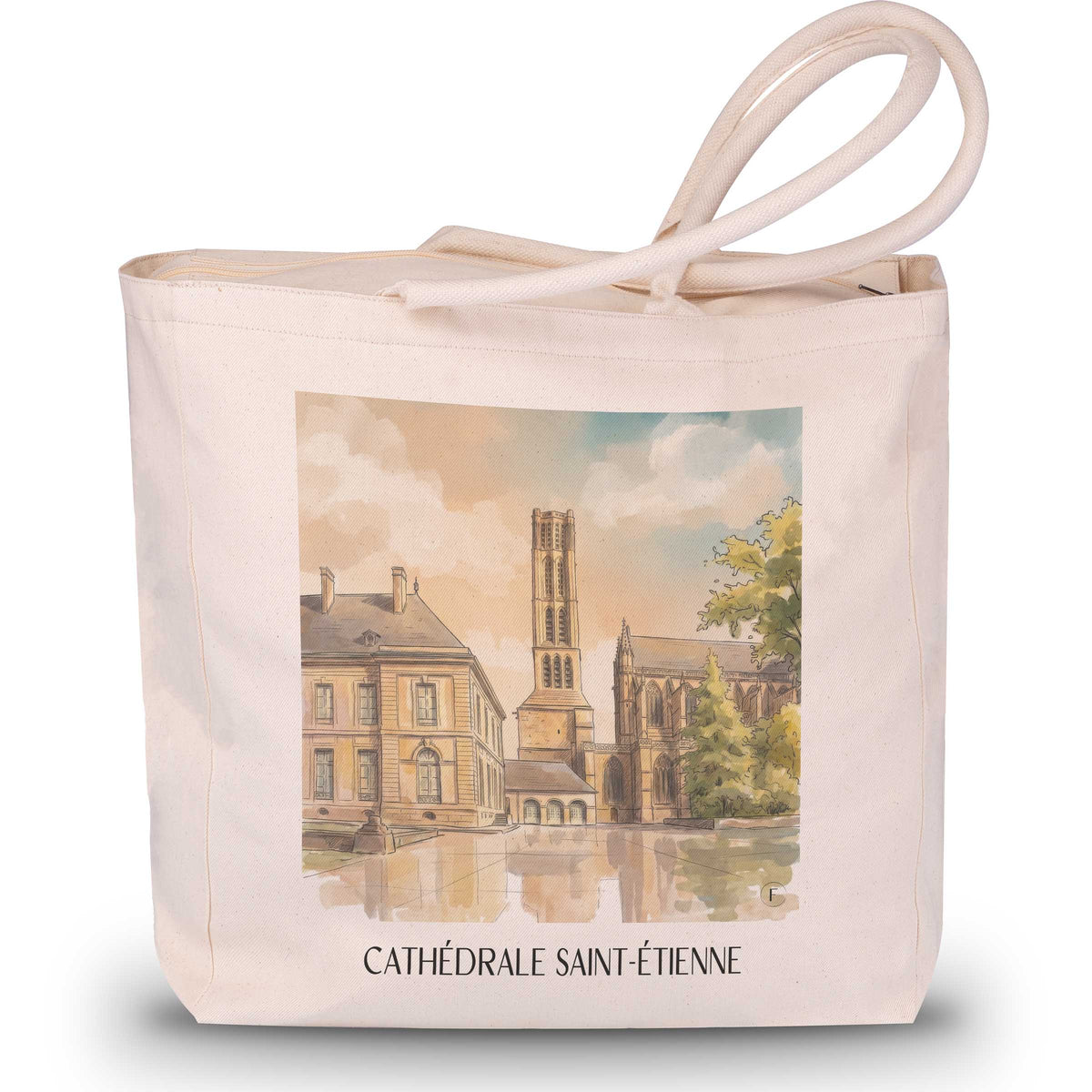 cathédrale-saint-étienne-limoges-frankreich-einkaufstasche-aquarell