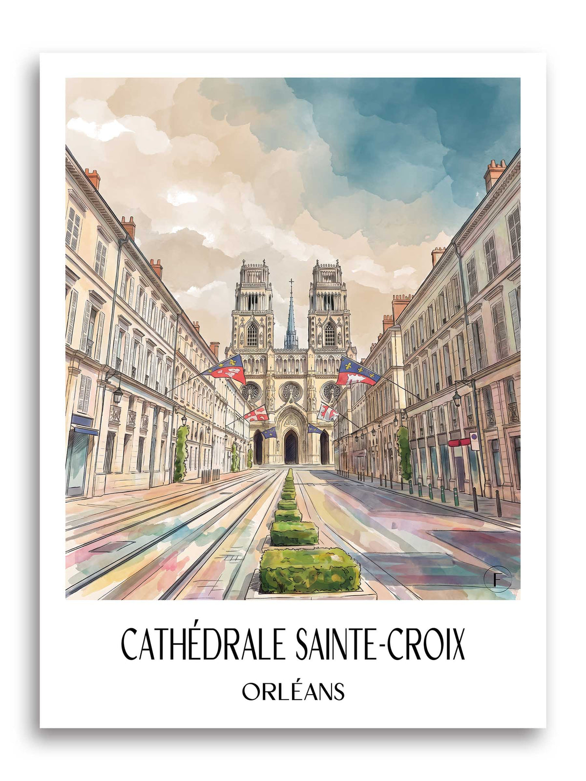 cathédrale-sainte-croix-orléans-frankreich-poster-aquarell