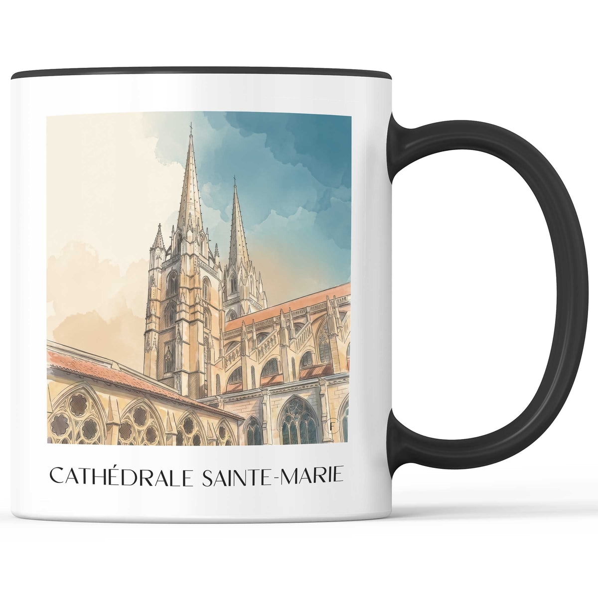 cathédrale-sainte-marie-bayonne-frankreich-kaffeebecher-aquarell