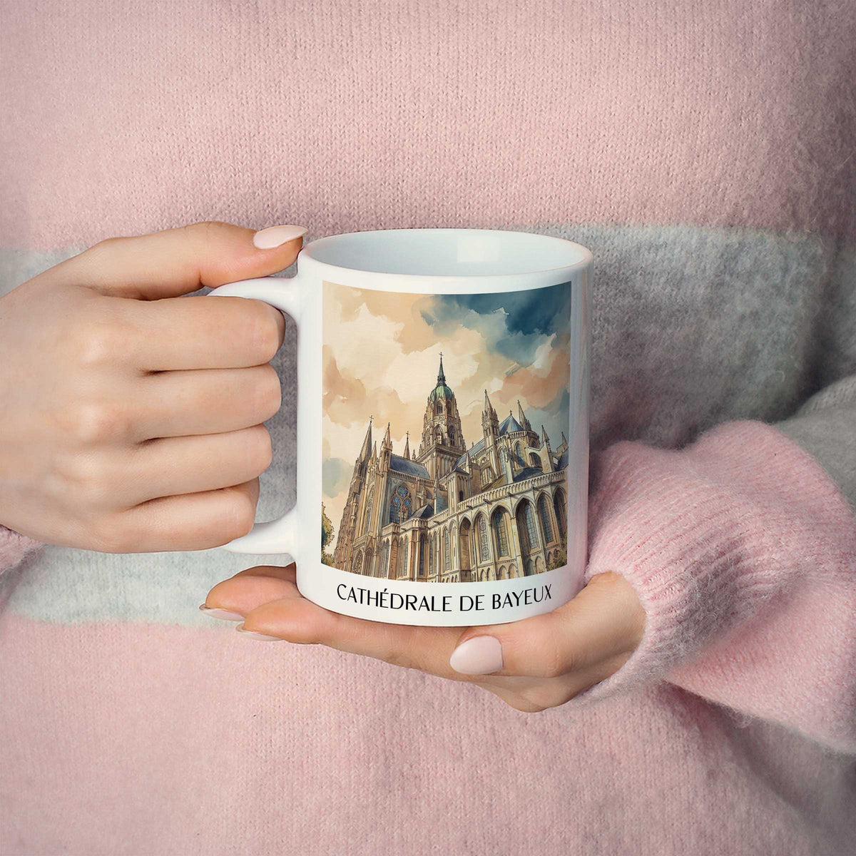cathédrale-de-bayeux-calvados-frankreich-kaffeebecher-aquarell