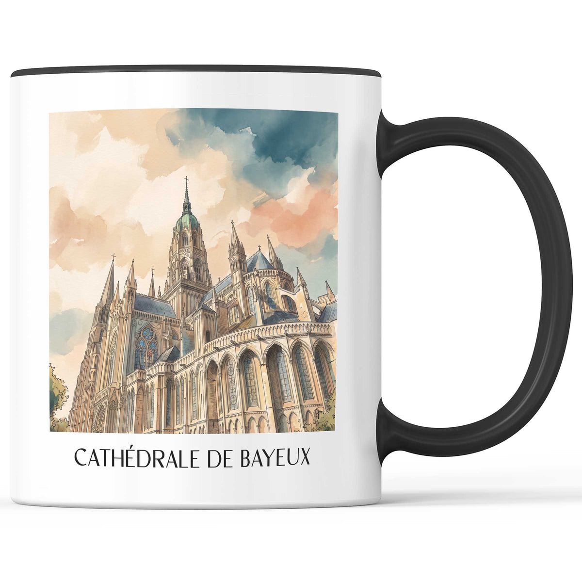 cathédrale-de-bayeux-calvados-frankreich-kaffeebecher-aquarell