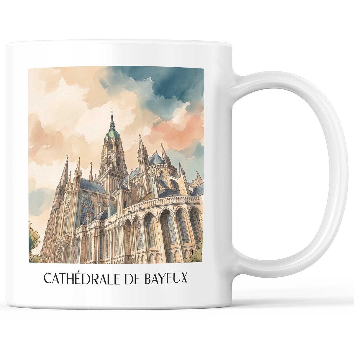Cathédrale de Bayeux Kaffeebecher - Calvados - Frankreich Becher - Kaffeetasse im Aquarell Stil - favplace