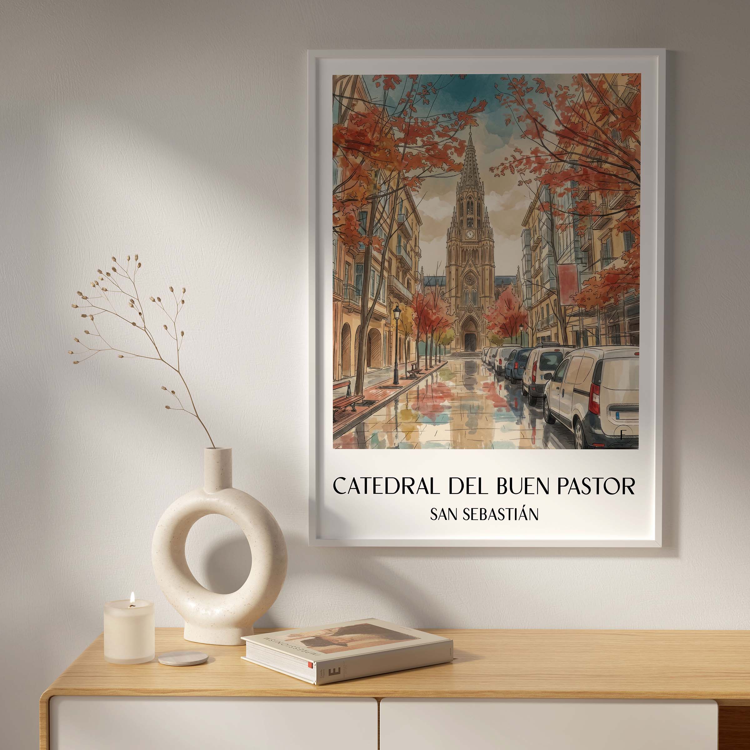 cathedral-buen-pastor-san-sebastián-spanien-poster-aquarell
