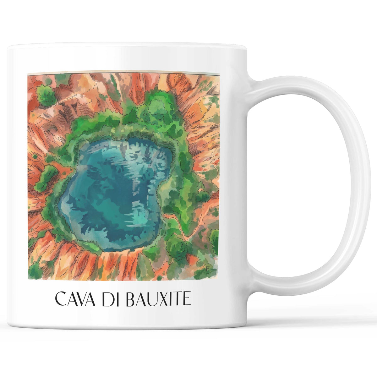 Cava di Bauxite Kaffeebecher - Salento - Italien Becher - Kaffeetasse im Aquarell Stil - favplace