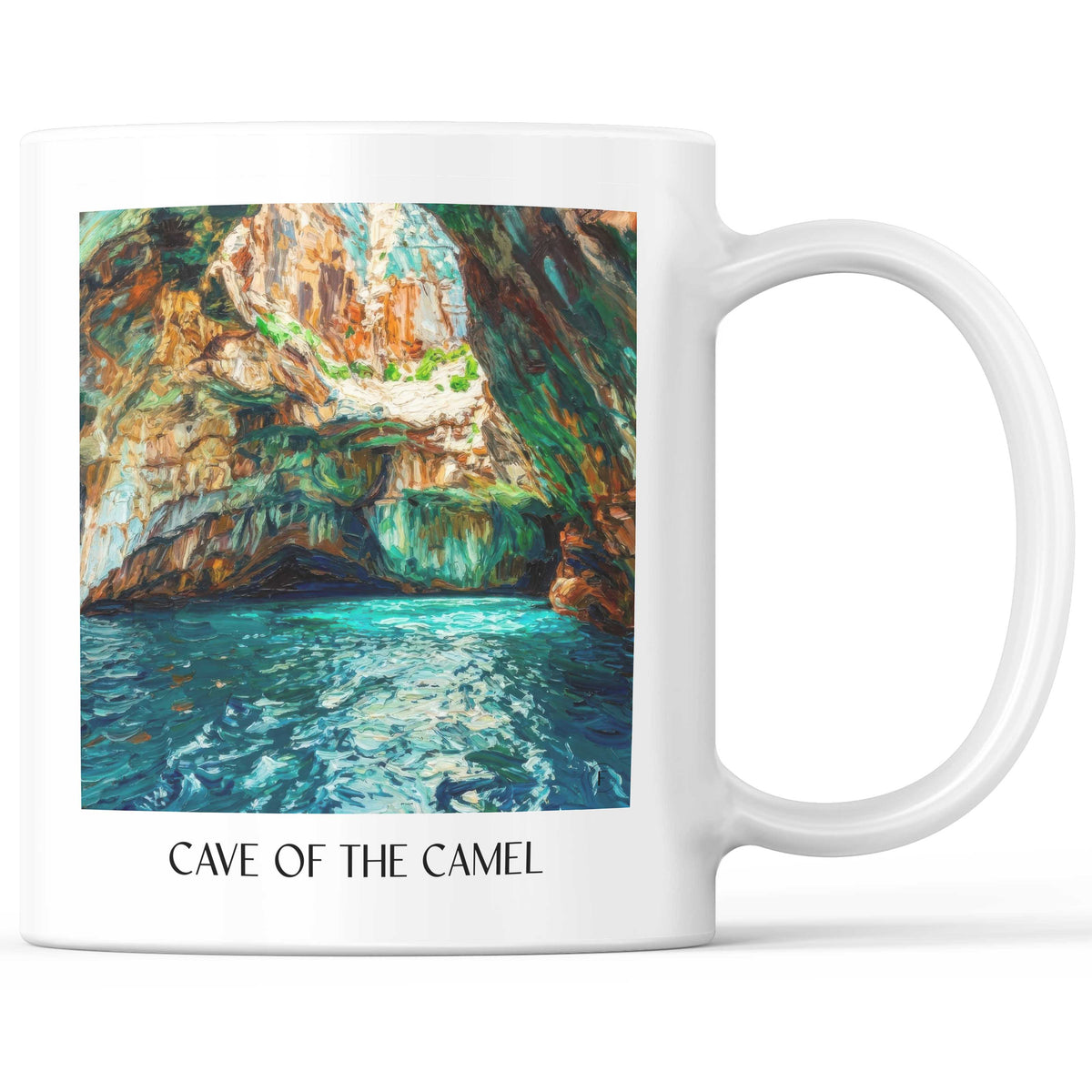 Cave of the Camel Kaffeebecher - Marettimo - Italien Becher - Kaffeetasse im Ölgemälde Stil - favplace