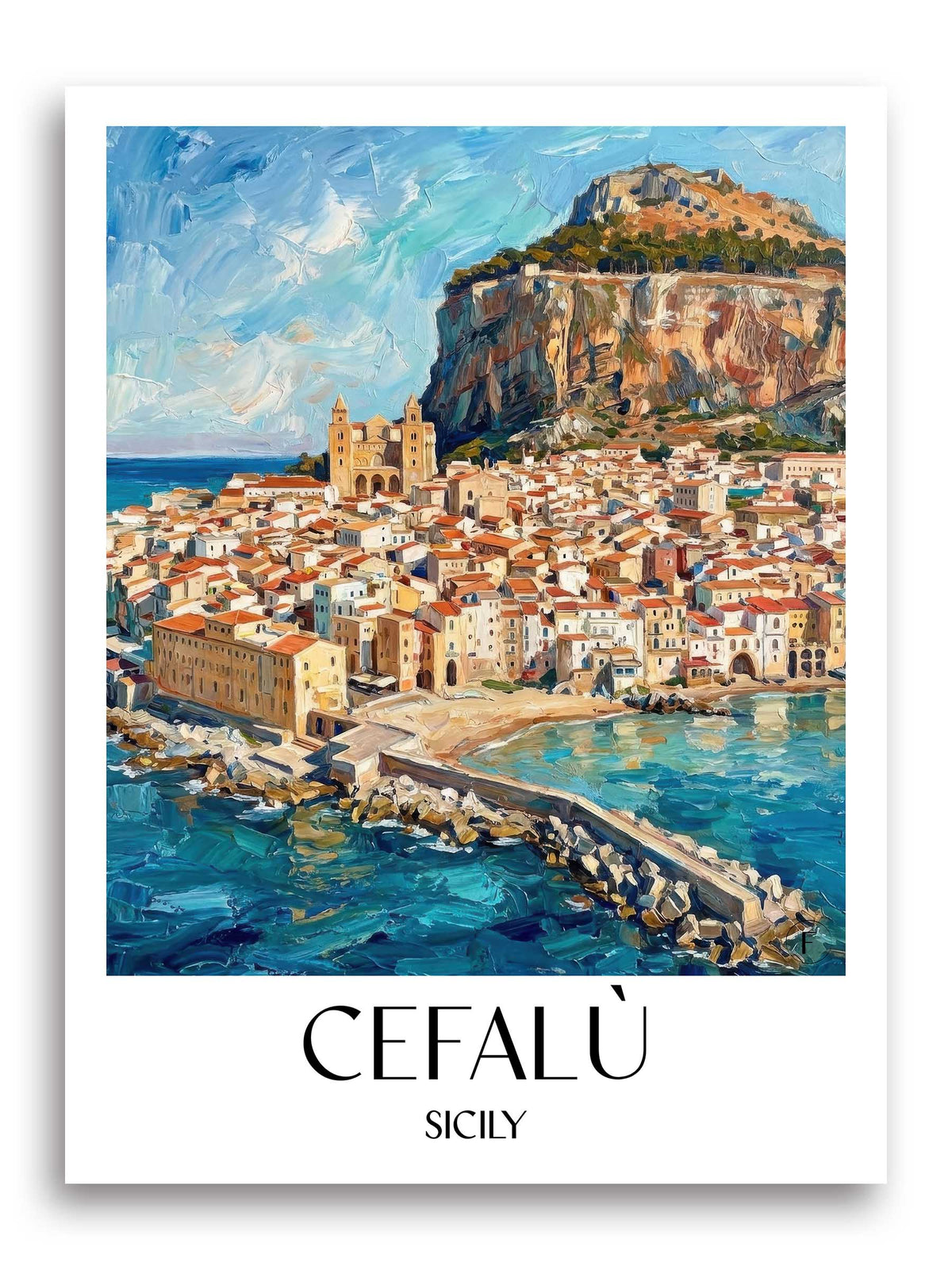 Cefalù Poster - Sizilien - Italien Kunstdruck - Ölgemälde von A4 bis A1 - favplace