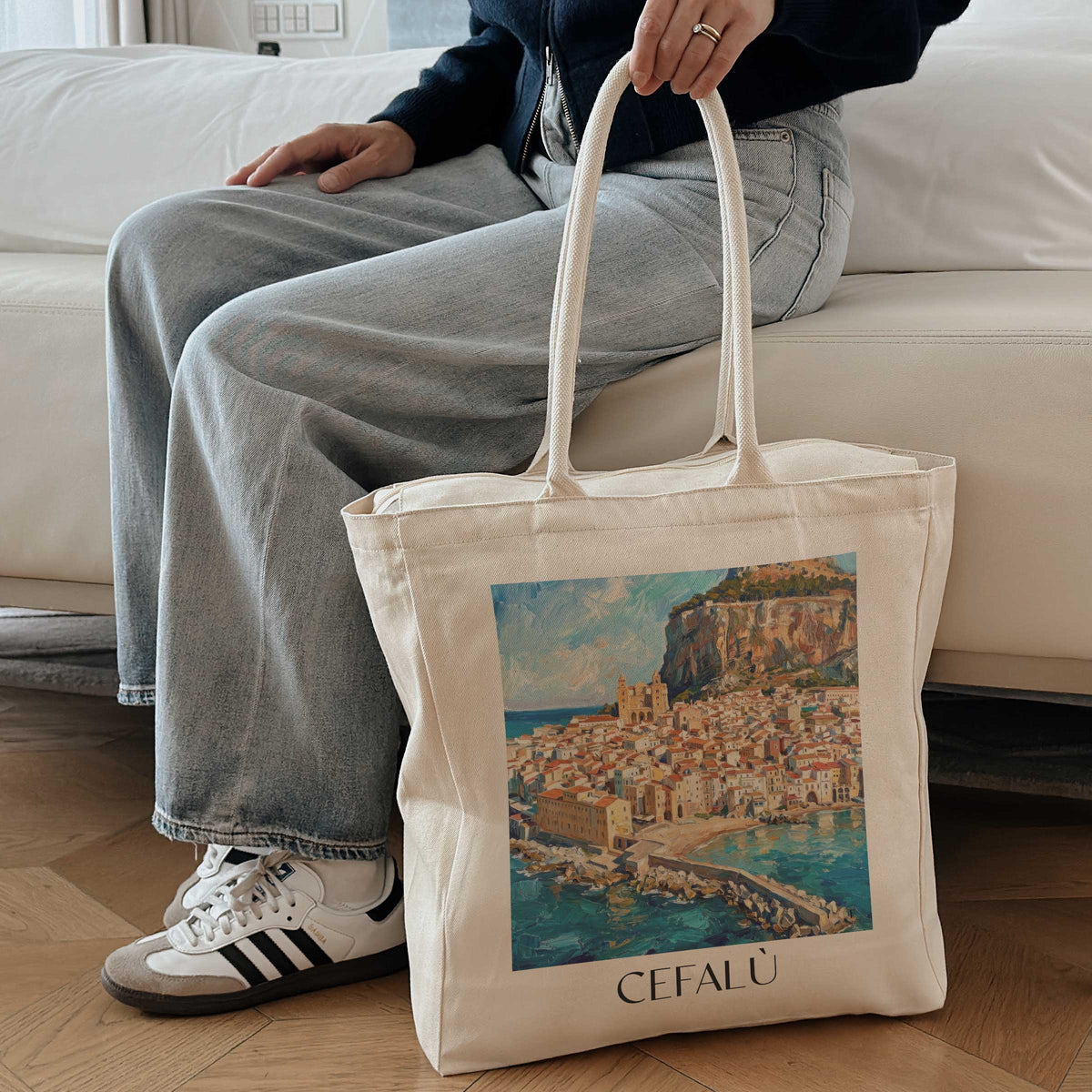 cefalù--sizilien-italien-einkaufstasche-oil-painting-oelgemaelde