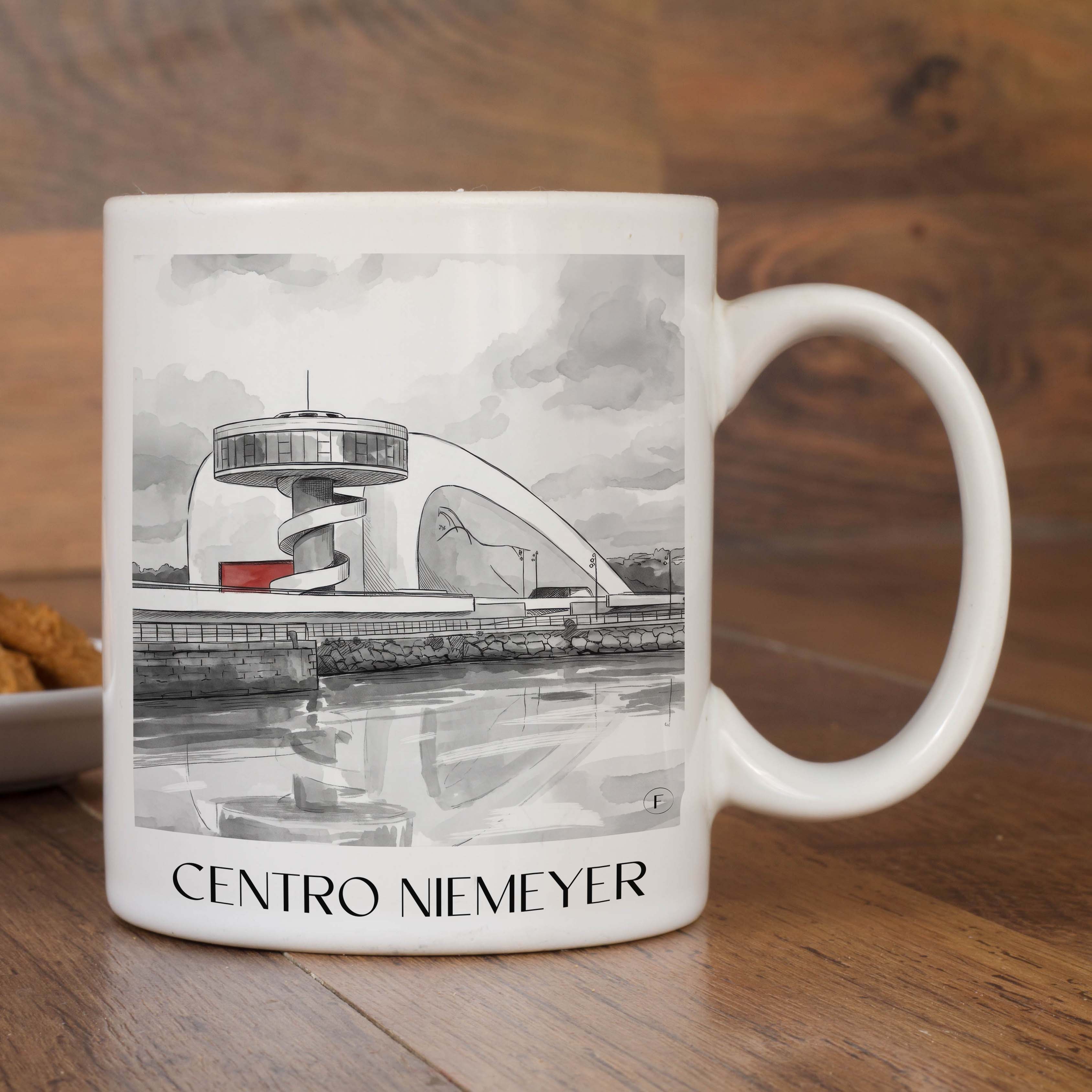 centro-niemeyer-avilés-spanien-kaffeebecher-aquarell-schwarz-weiss