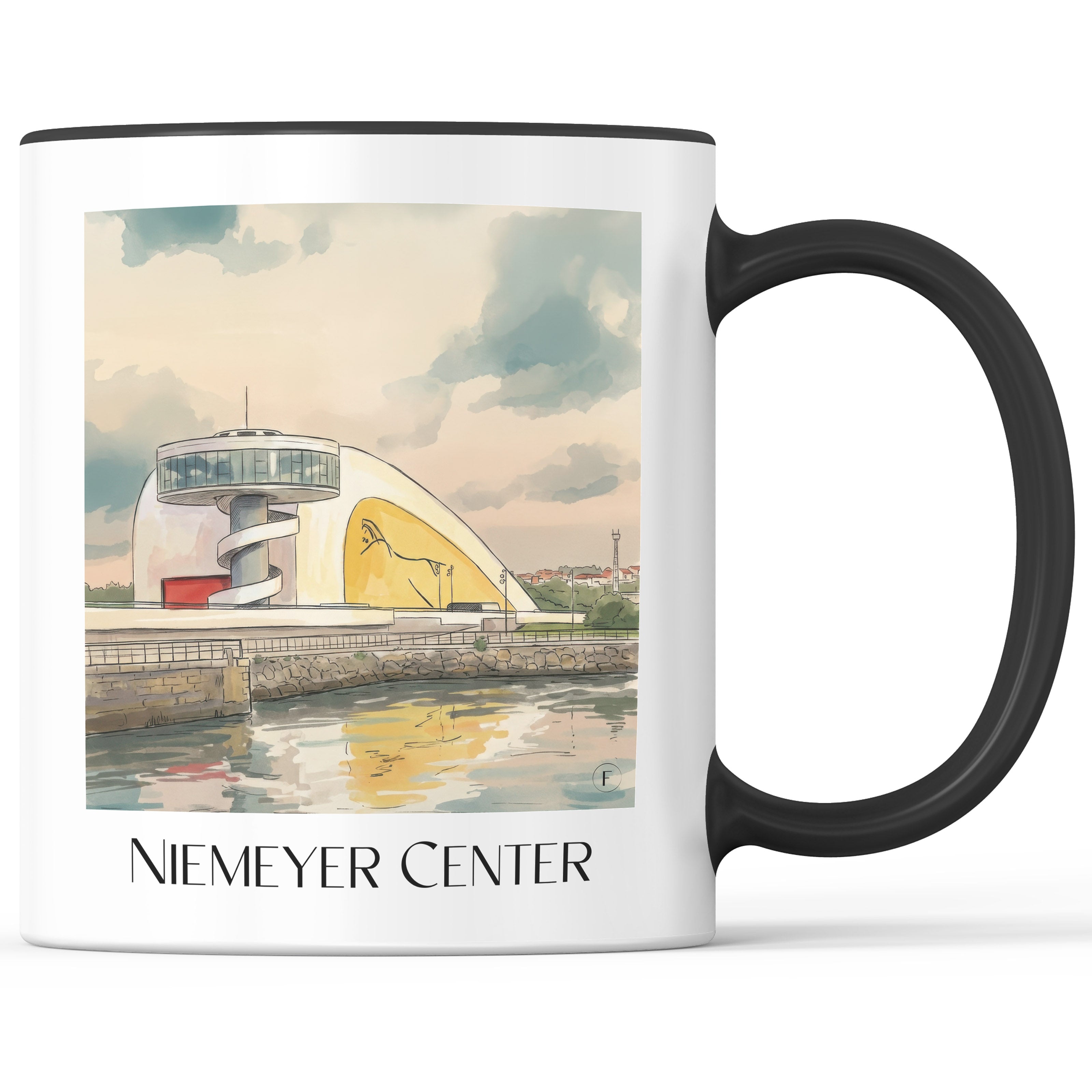 Centro Niemeyer Kaffeebecher - Avilés - Spanien Becher - Kaffeetasse im Aquarell Stil - favplace