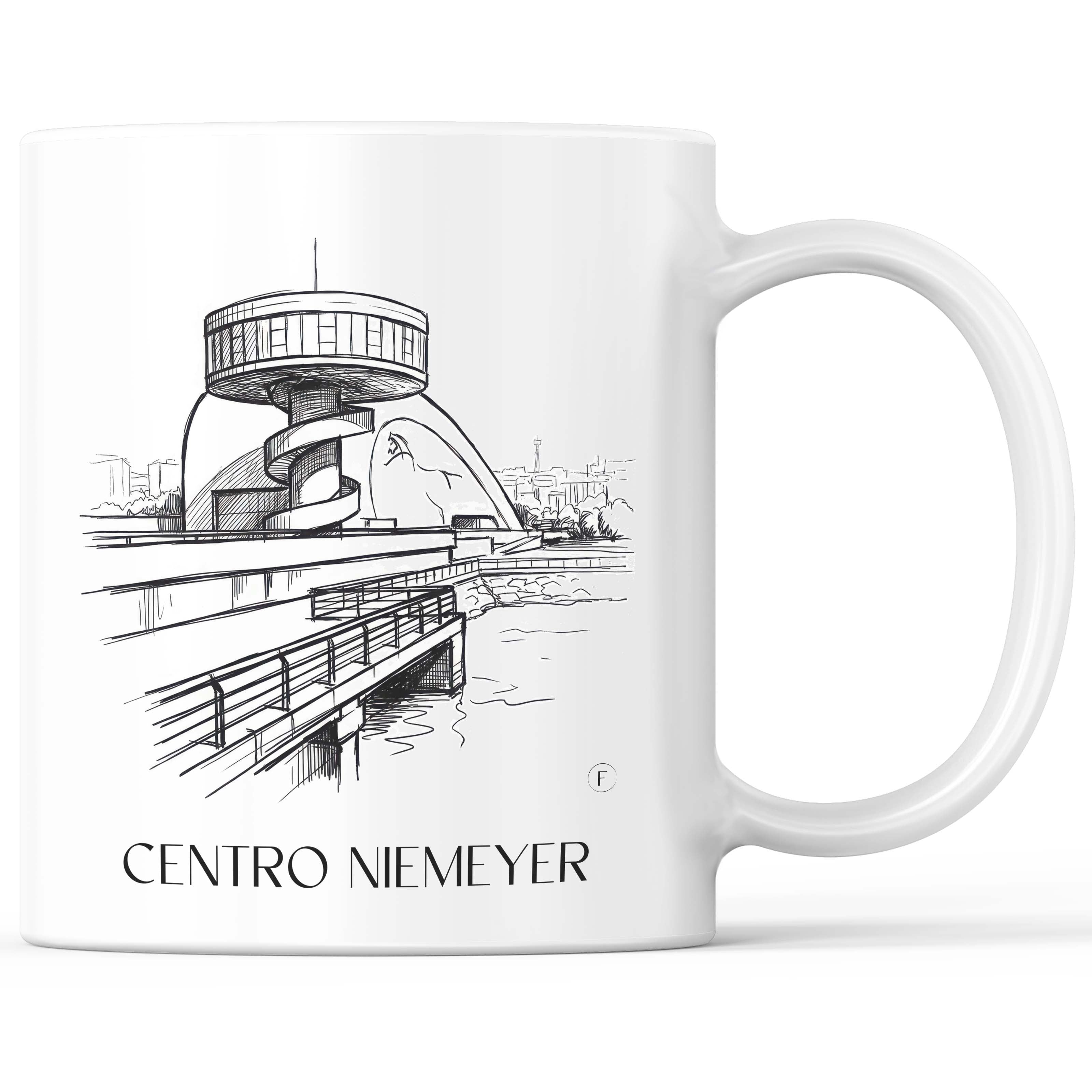 Centro Niemeyer Kaffeebecher - Avilés - Spanien Becher - Kaffeetasse im Skizze Stil - favplace