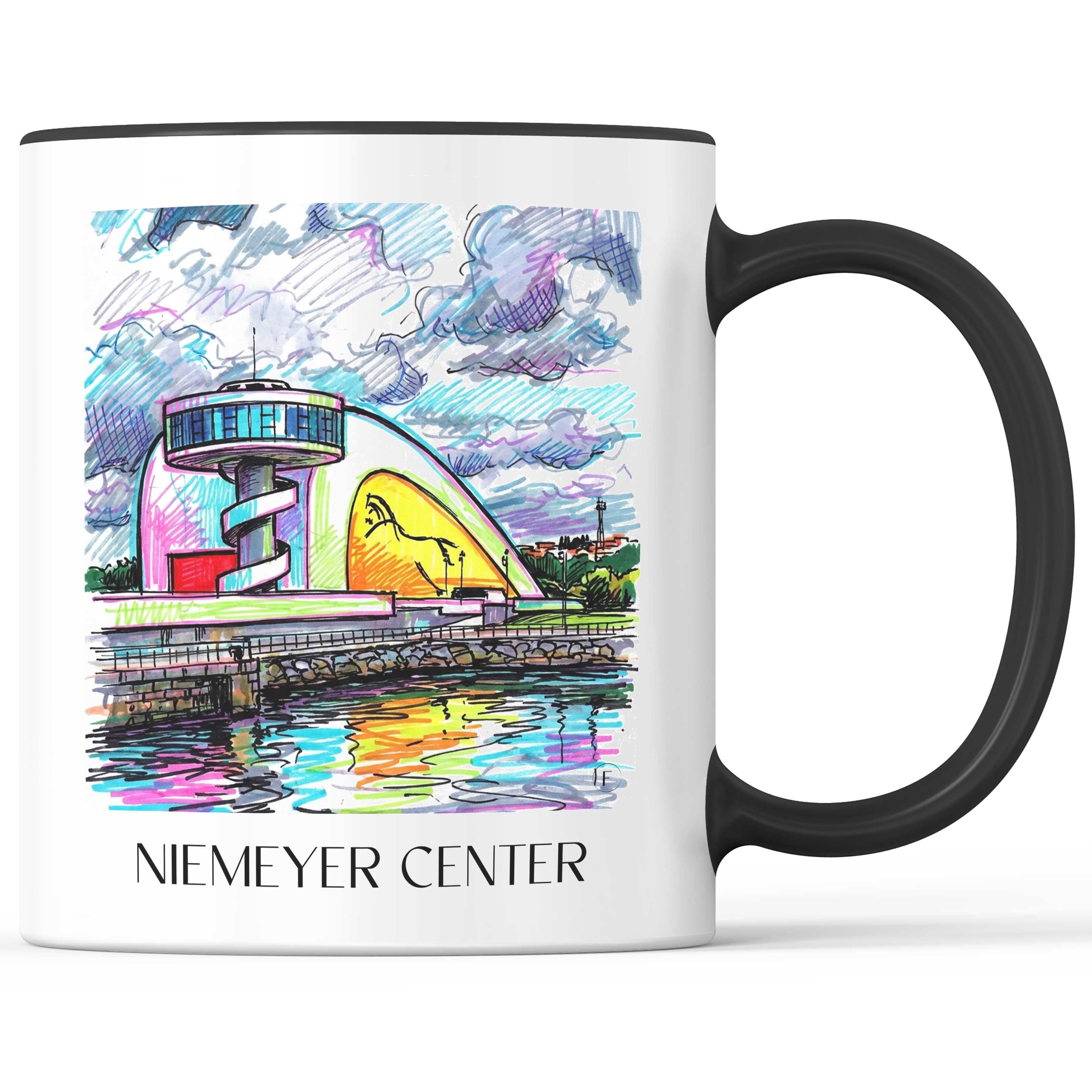 Centro Niemeyer Kaffeebecher - Avilés - Spanien Becher - Kaffeetasse im Tag Graffiti Stil - favplace