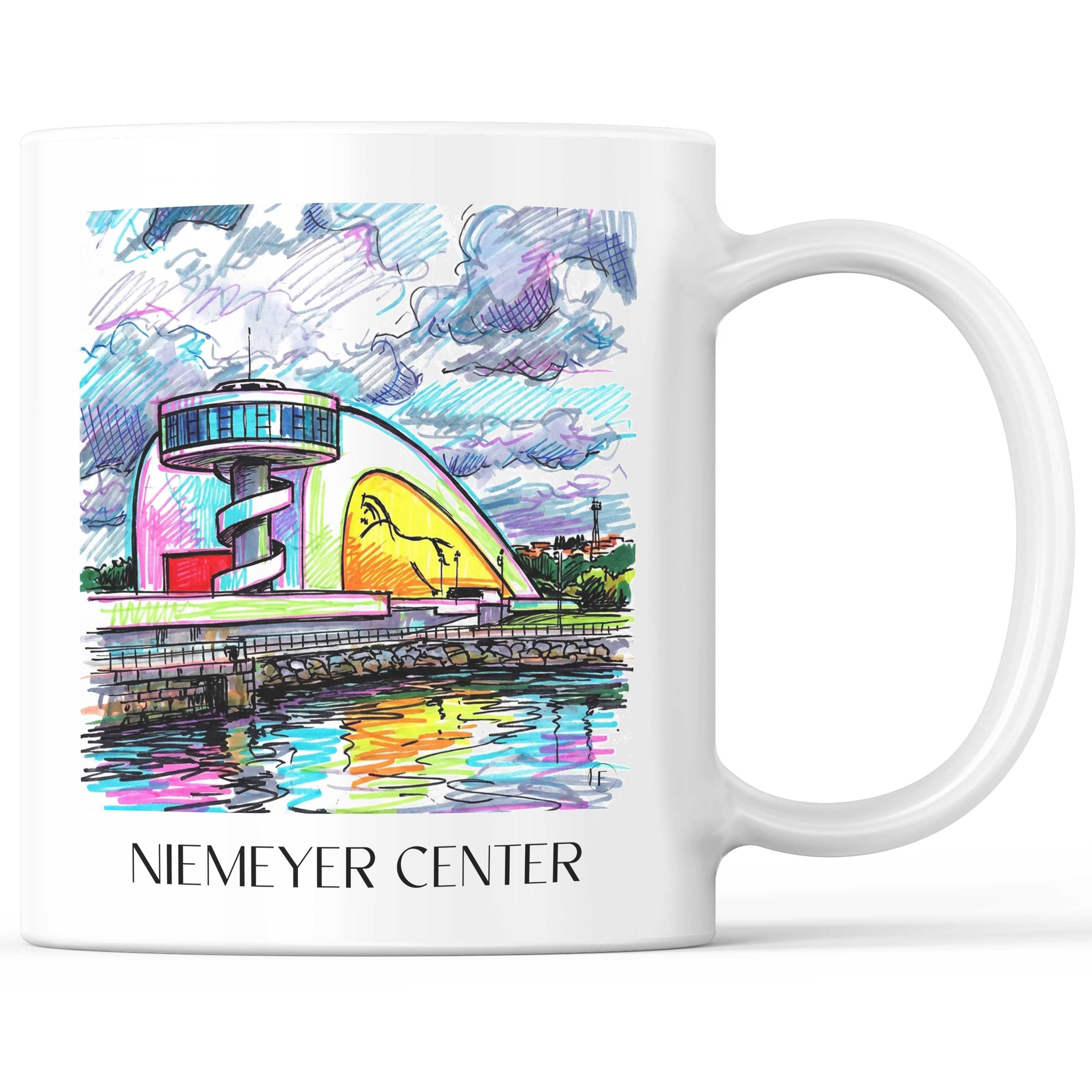 Centro Niemeyer Kaffeebecher - Avilés - Spanien Becher - Kaffeetasse im Tag Graffiti Stil - favplace