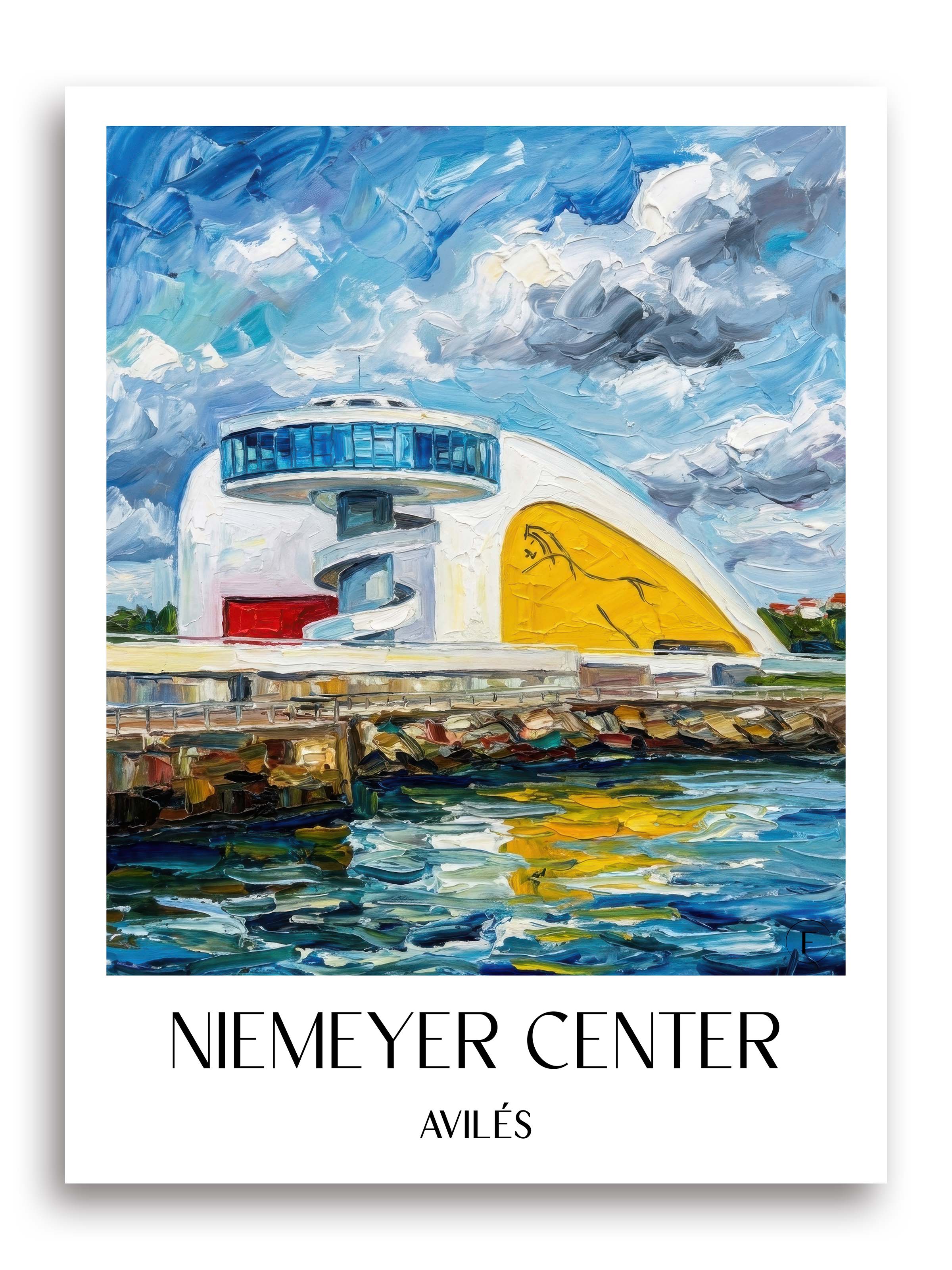 Centro Niemeyer Poster - Avilés - Spanien Kunstdruck - Ölgemälde von A4 bis A1 - favplace