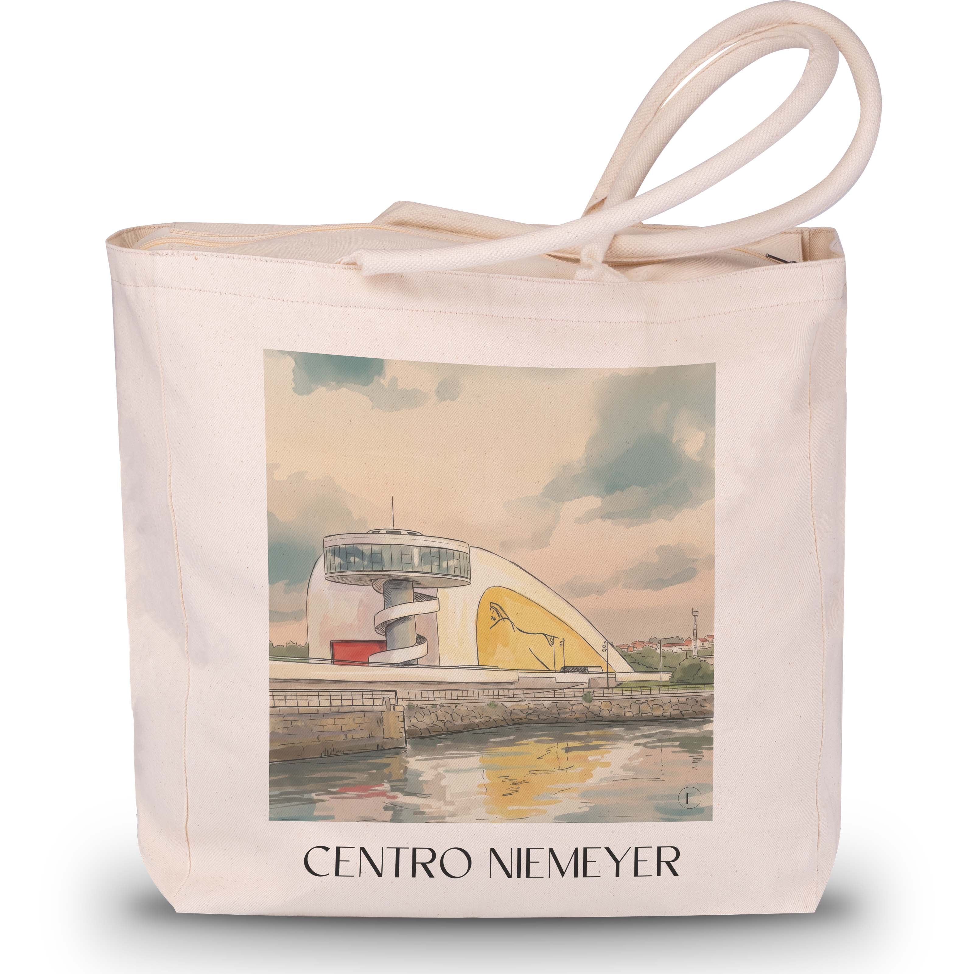 centro-niemeyer-avilés-spanien-einkaufstasche-aquarell