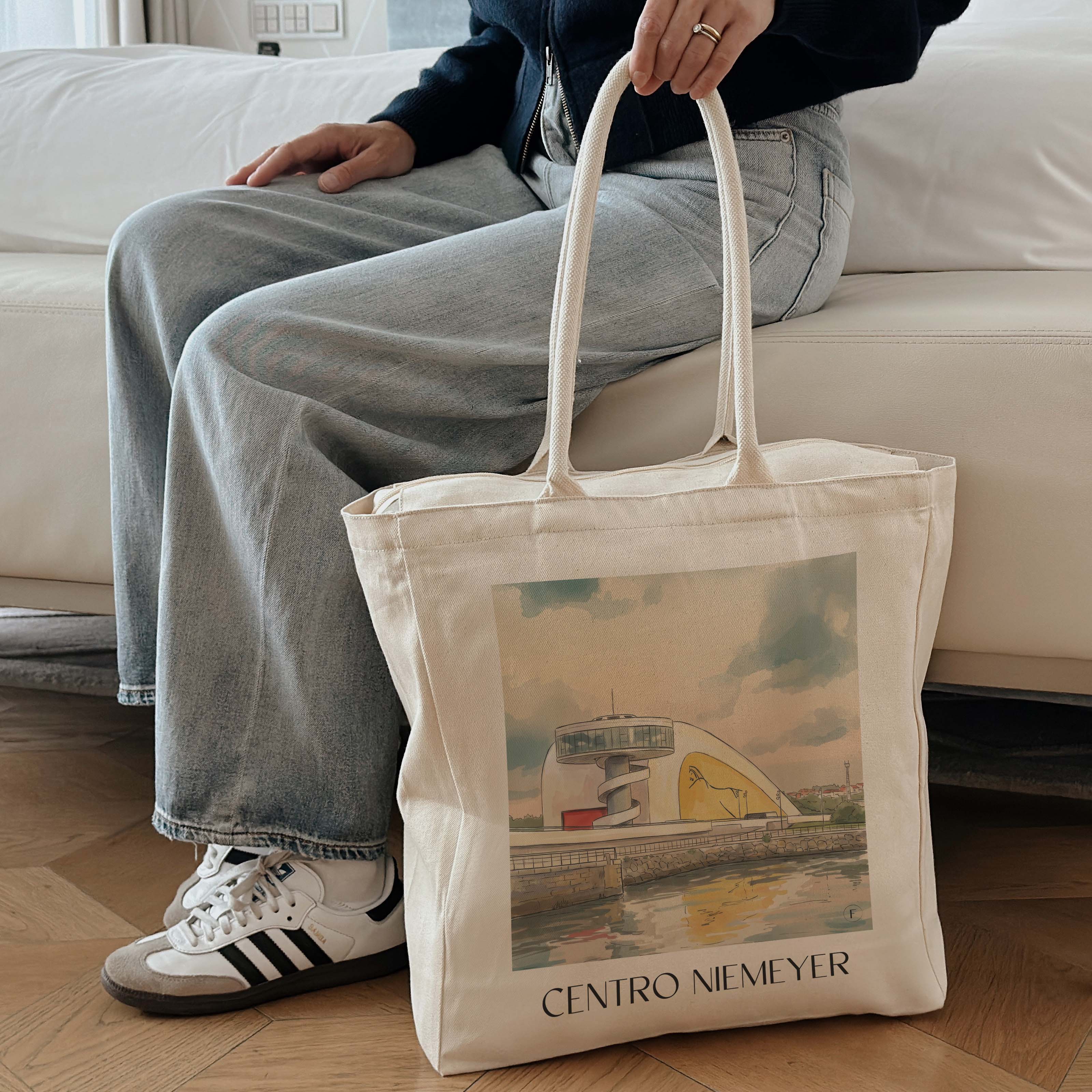 centro-niemeyer-avilés-spanien-einkaufstasche-aquarell